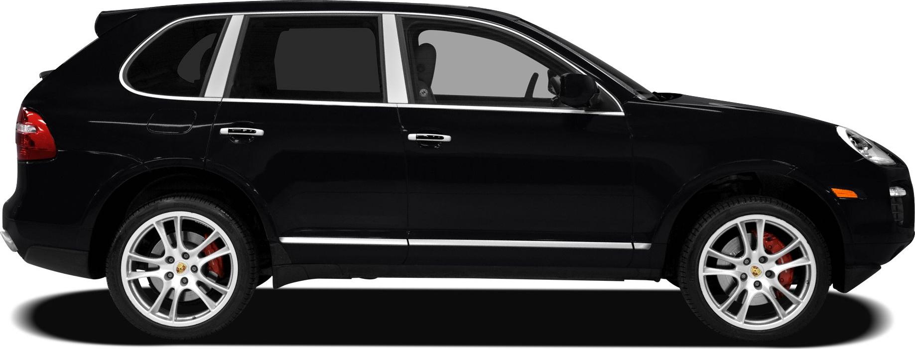 Side profile of a black SUV with alloy wheels