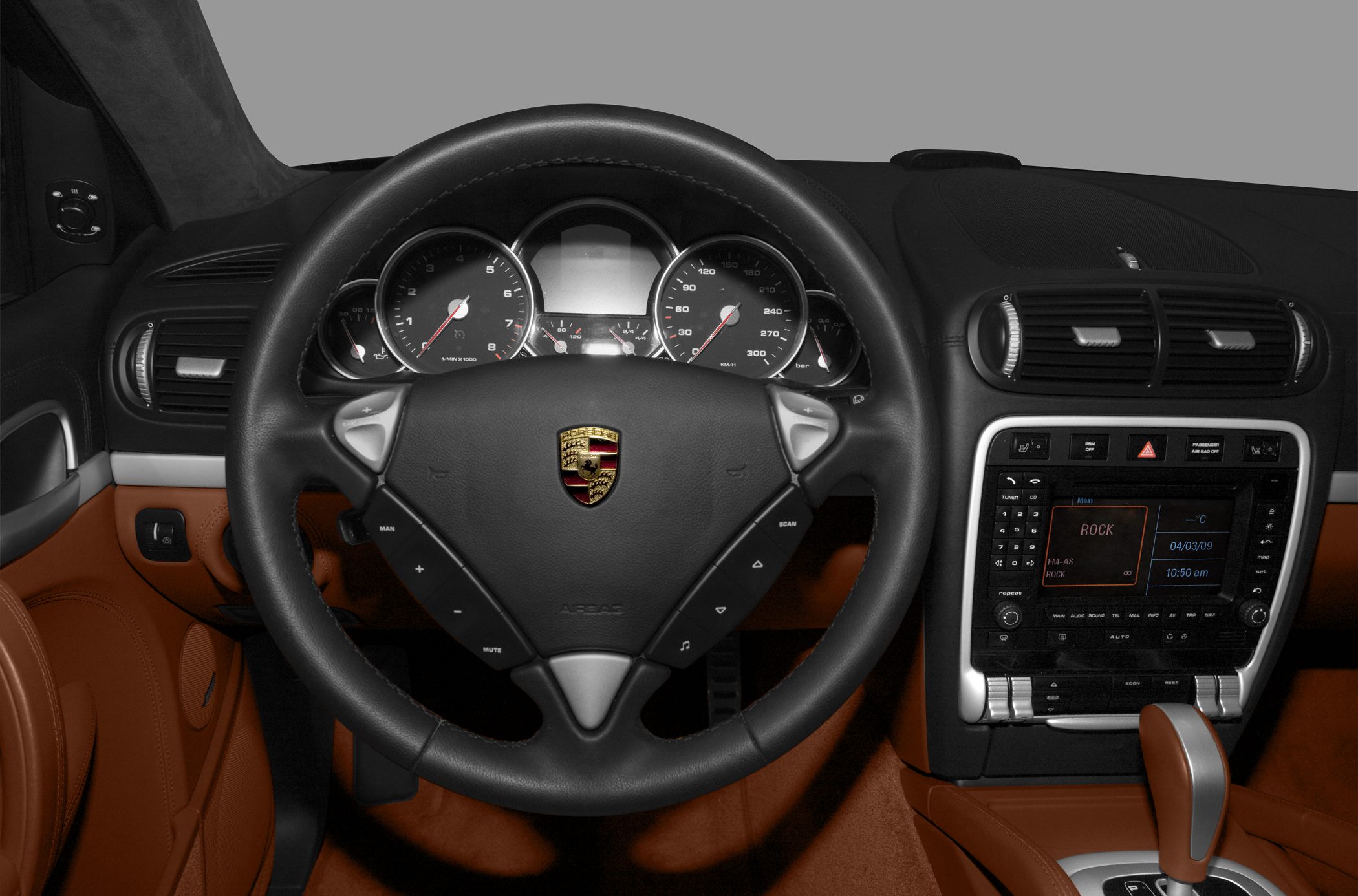 Steering wheel with instrument cluster and central infotainment panel