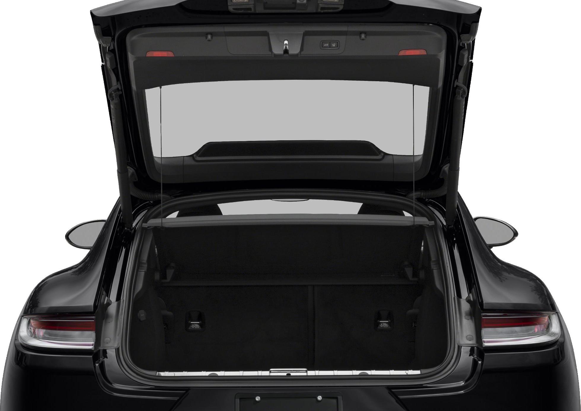 Rear view of luxury hatchback trunk with open cargo area