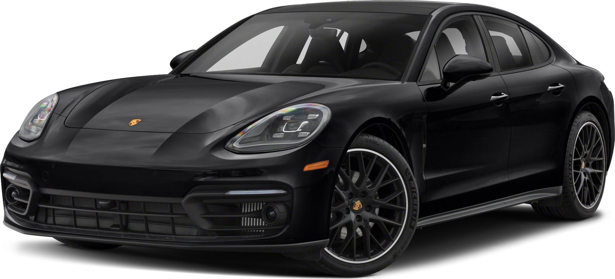 Front side view of sleek black luxury sedan with LED headlights and multi-spoke wheels