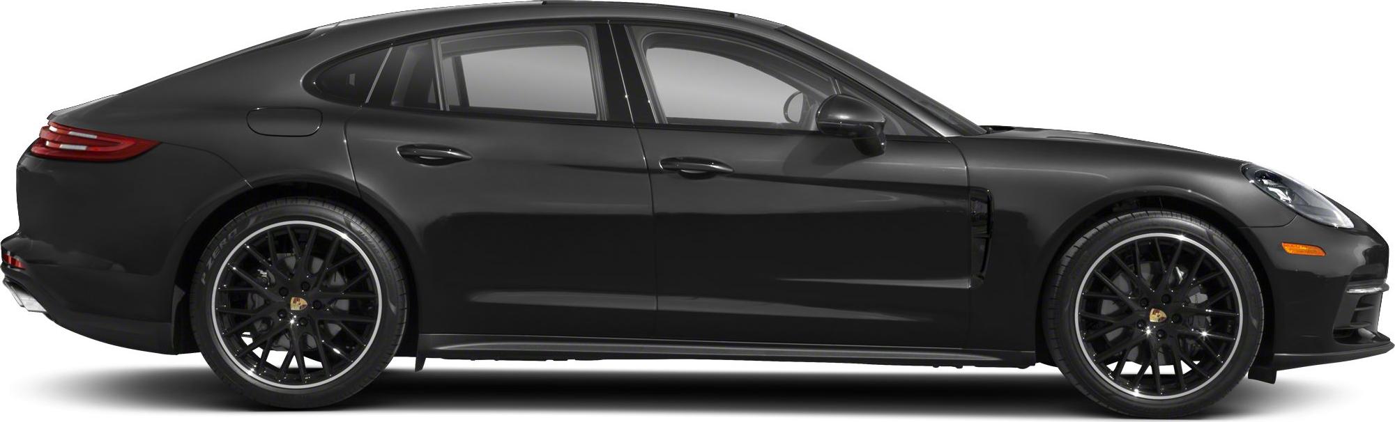 Side view of black luxury sedan with sporty multi-spoke wheels