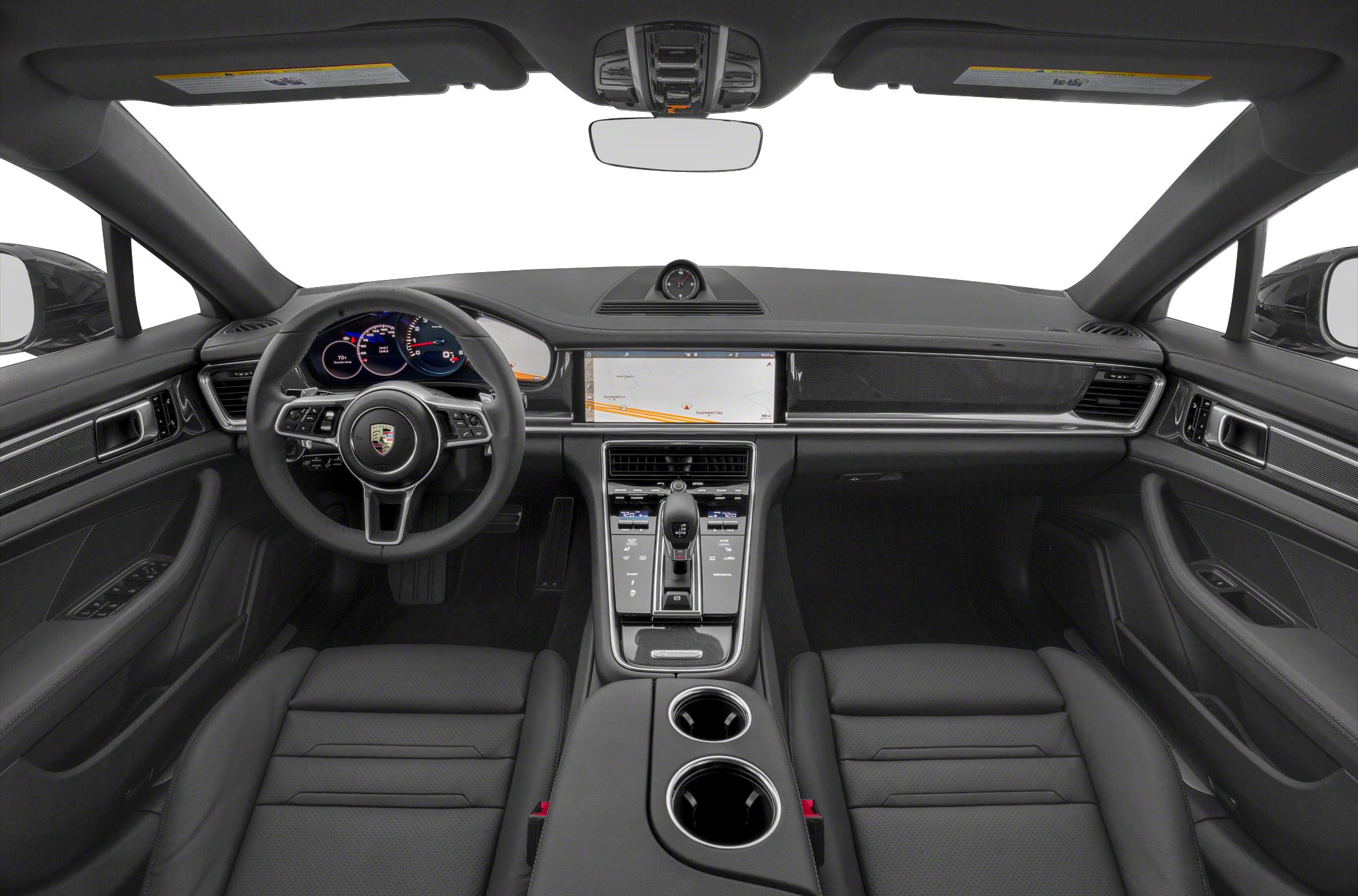 Modern dashboard with digital instrument cluster and multifunction steering wheel