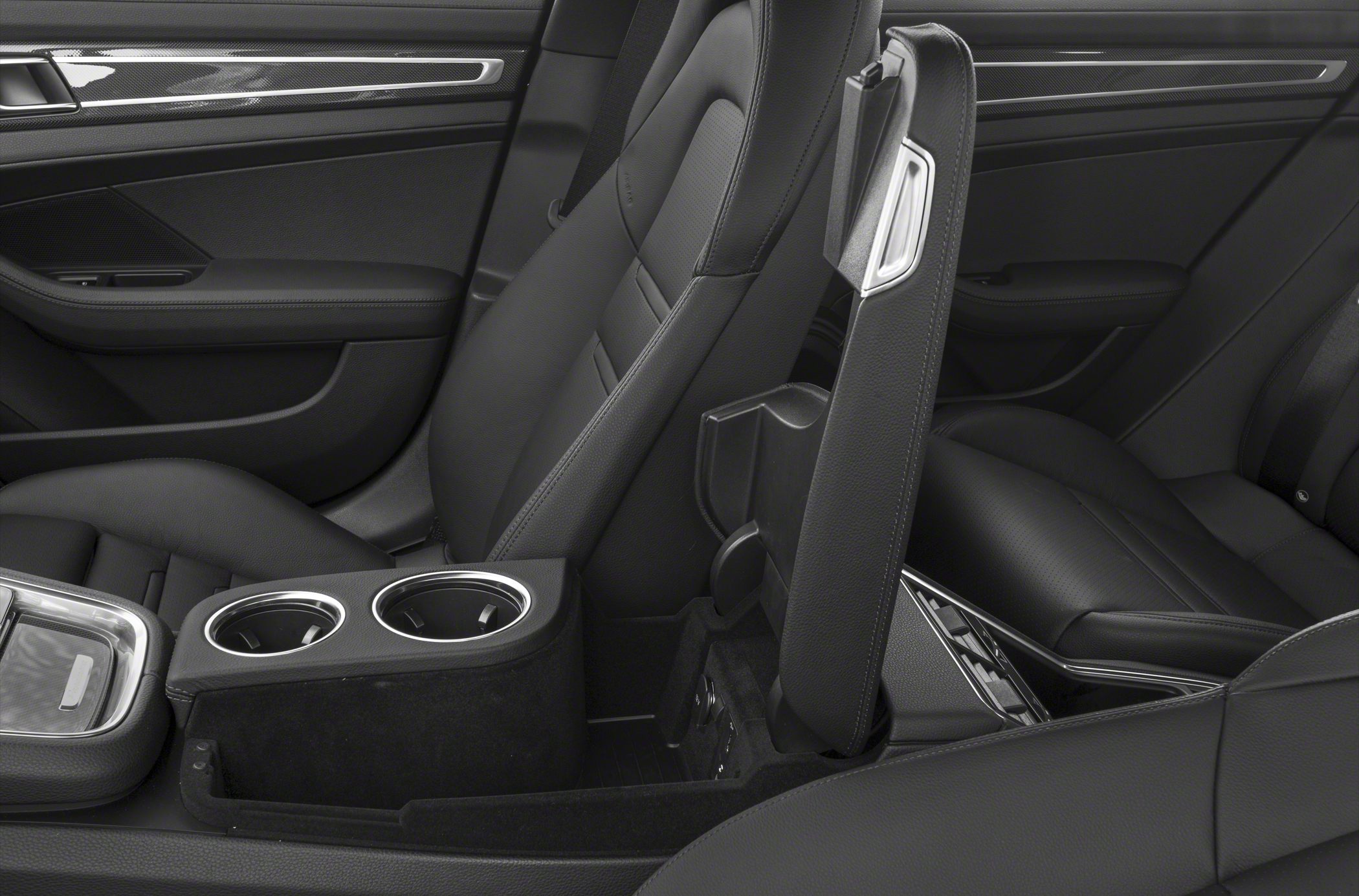 Leather rear seats with fold-down access and center console cupholders