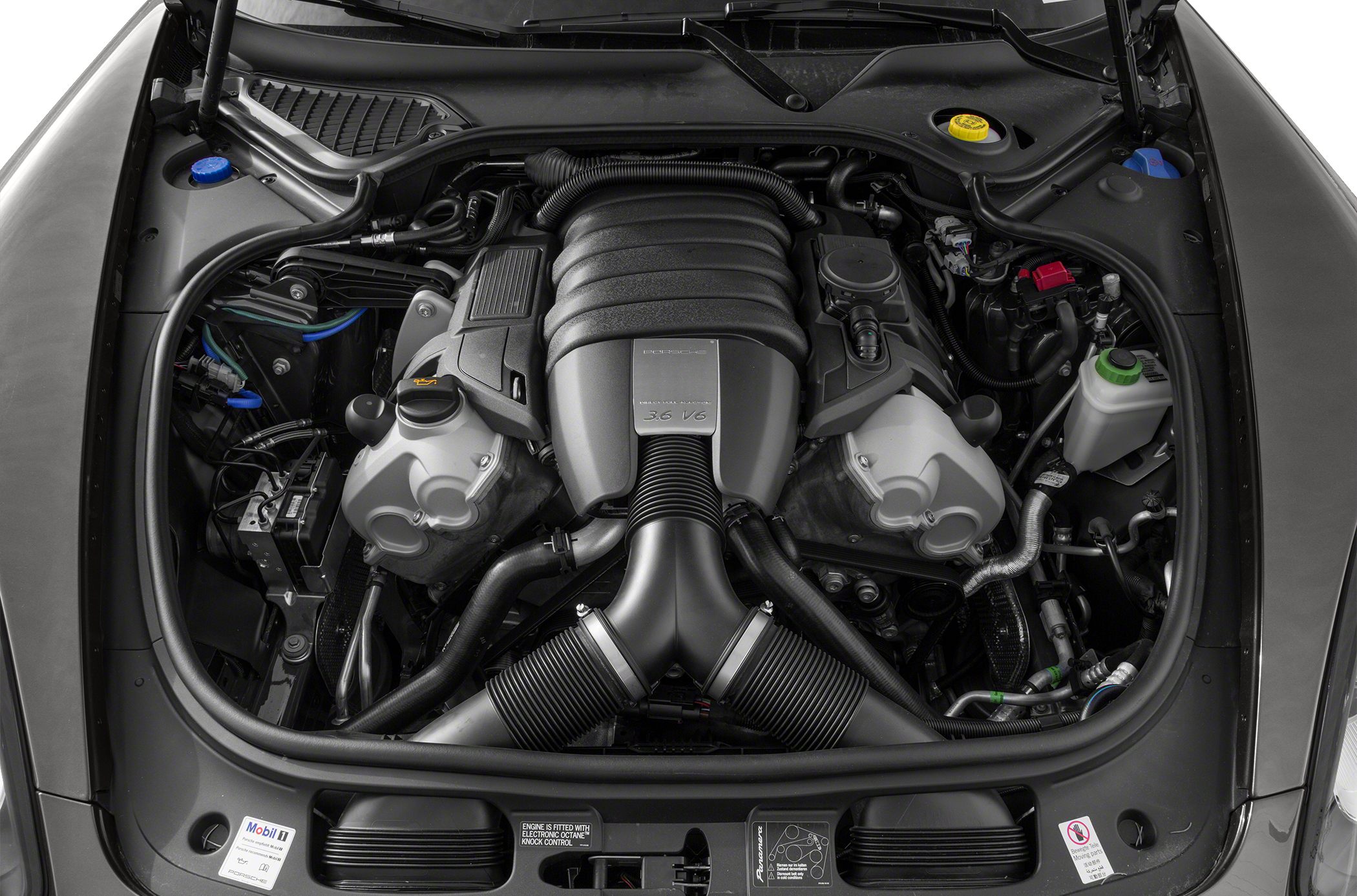 3.6L V6 engine with dual air intake and advanced component layout