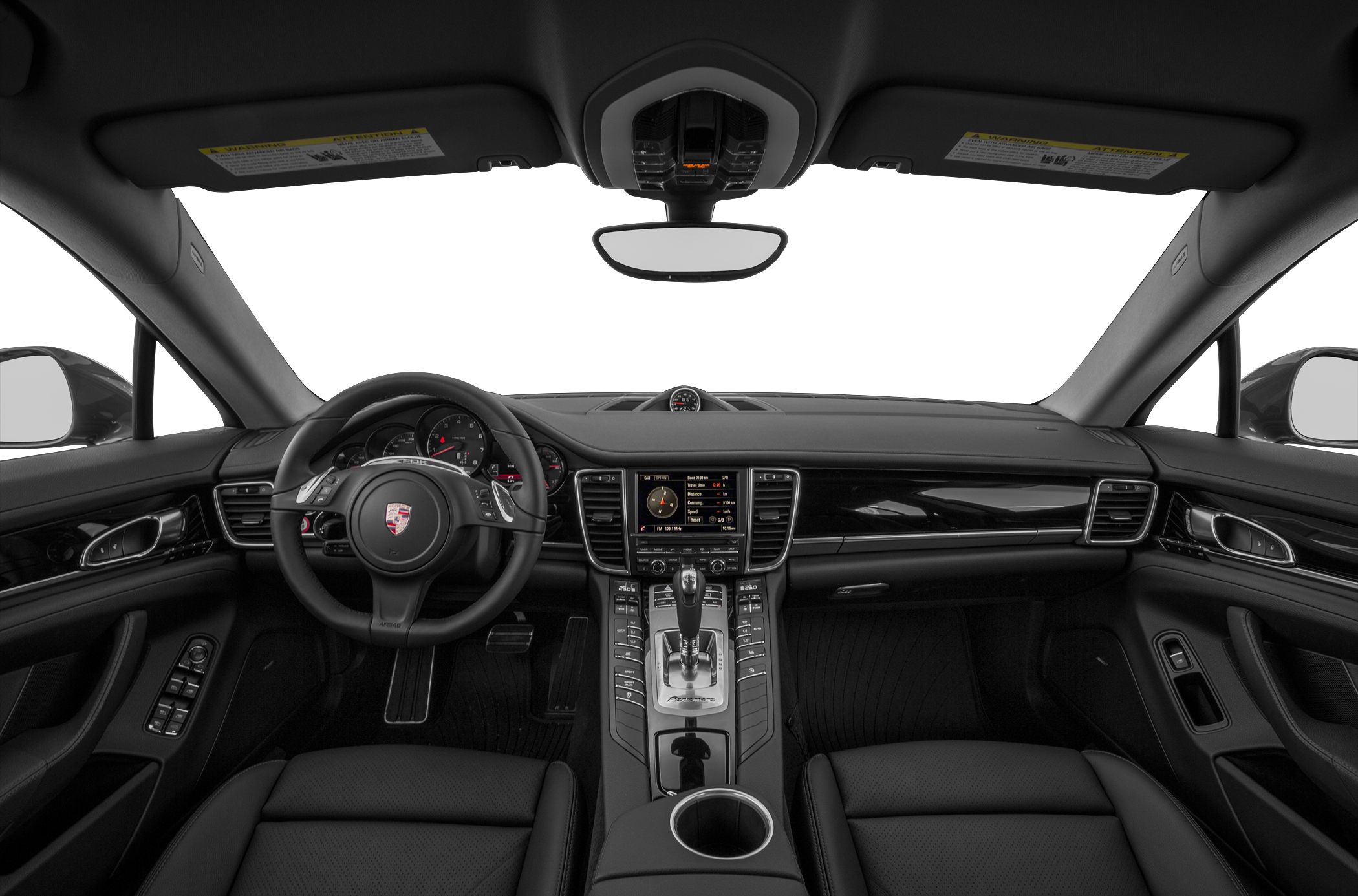 Luxury black dashboard and steering wheel with advanced controls and digital display