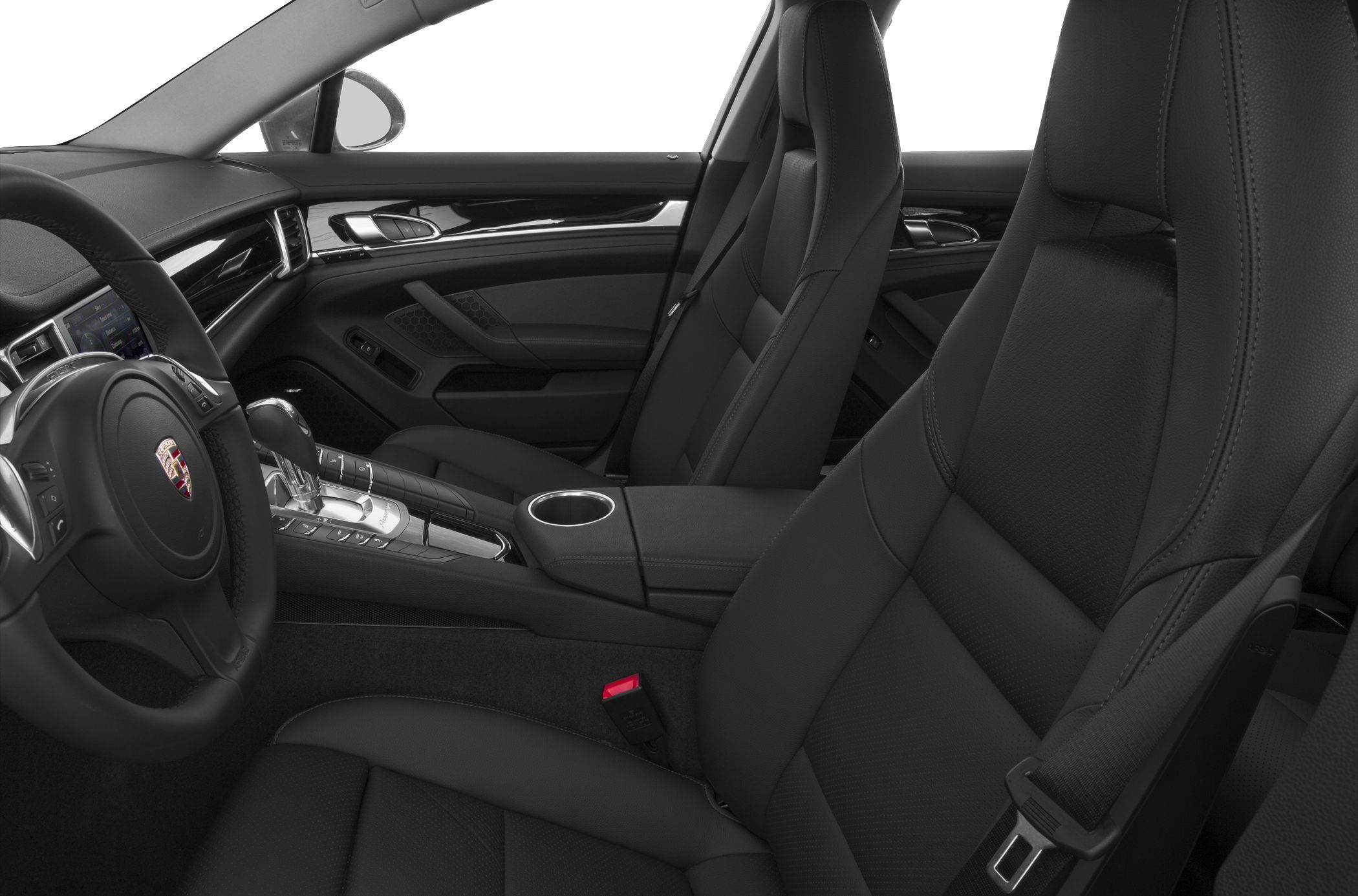 Black leather sport seats and modern dashboard with center console