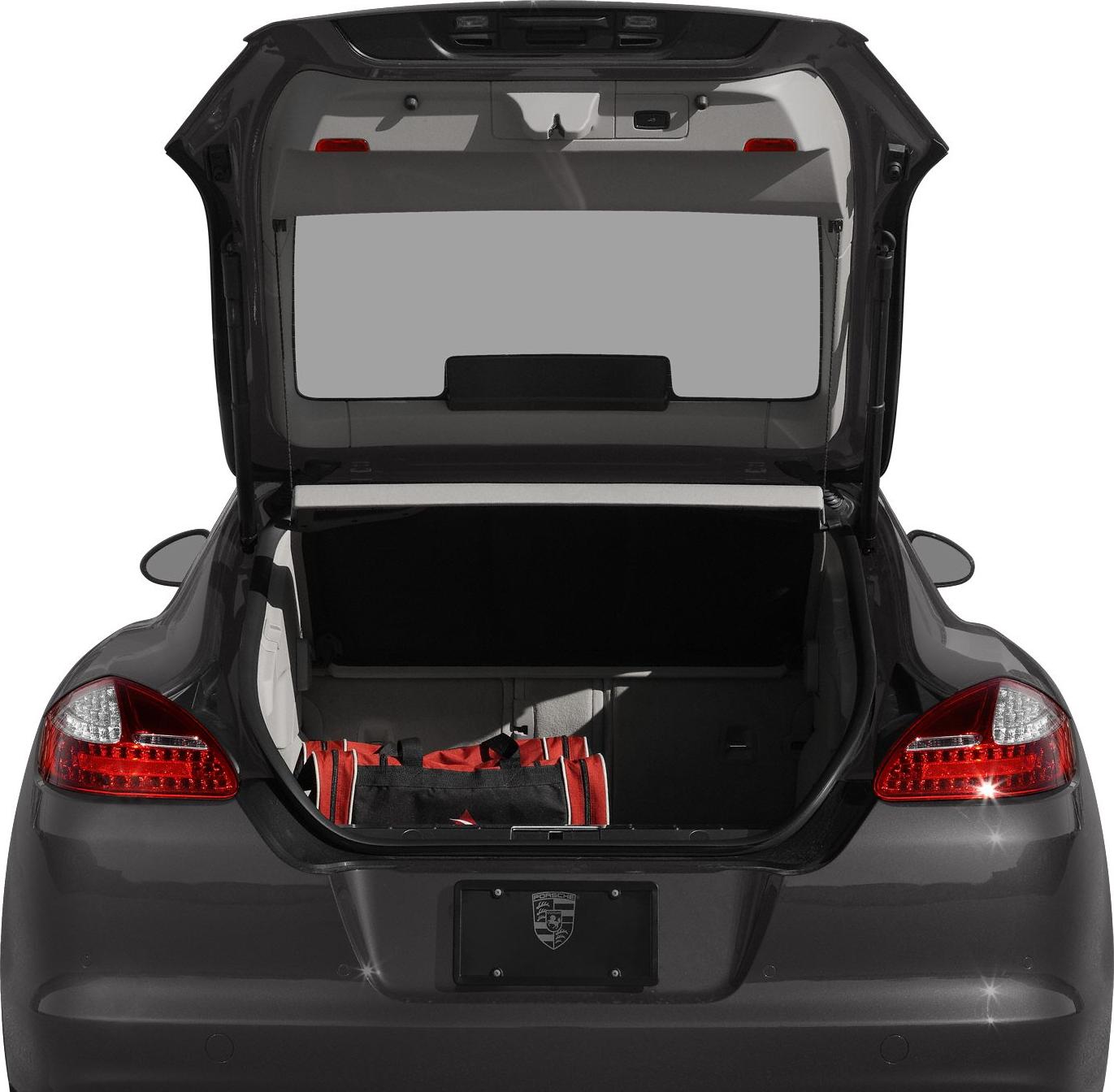 Open trunk rear view featuring spacious cargo area and sporty tail lights