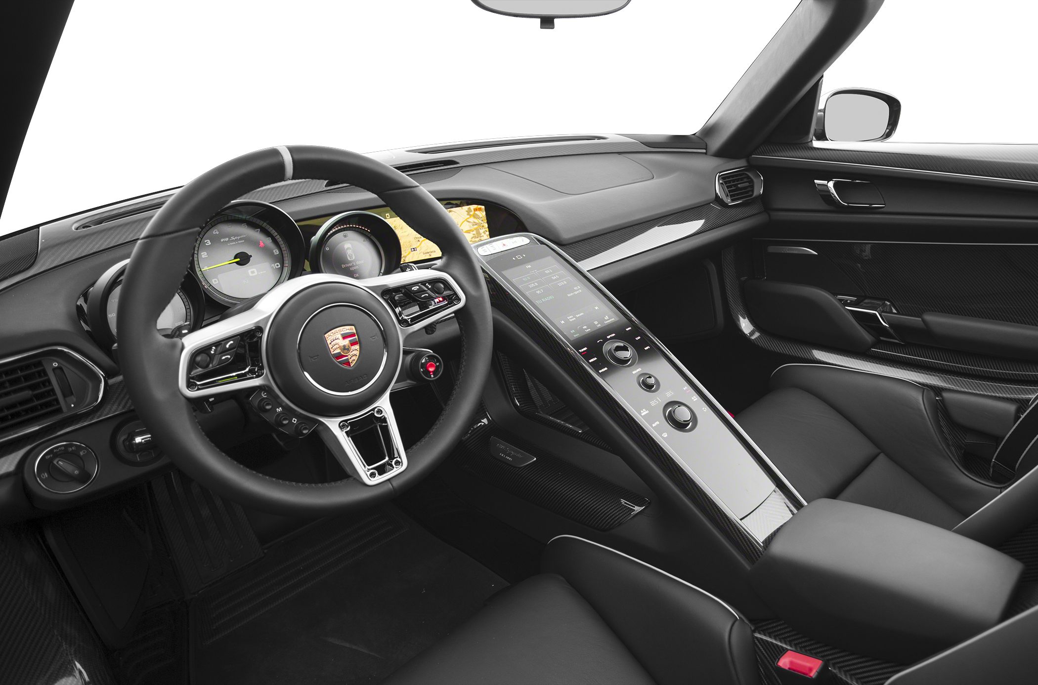 Sporty steering wheel and modern digital dashboard