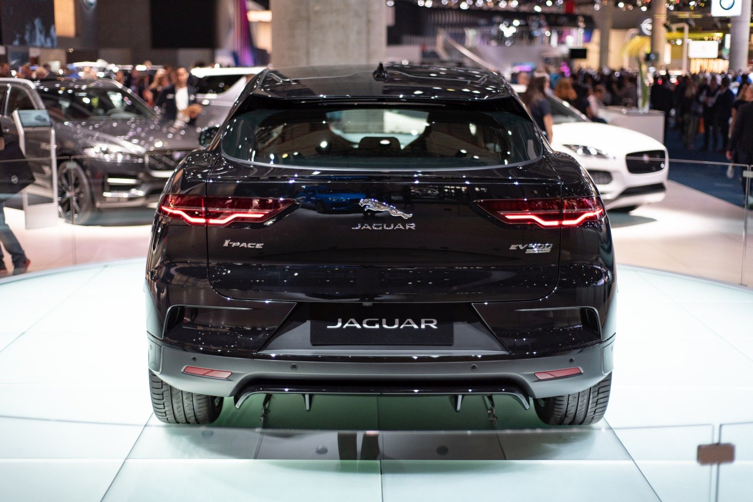 Electric luxury SUV rear with LED taillights and modern bumper design