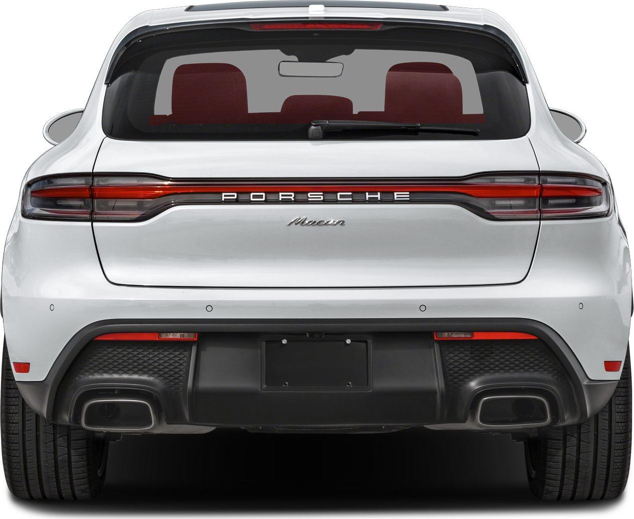 Rear view with full-width LED tail light and dual exhaust design