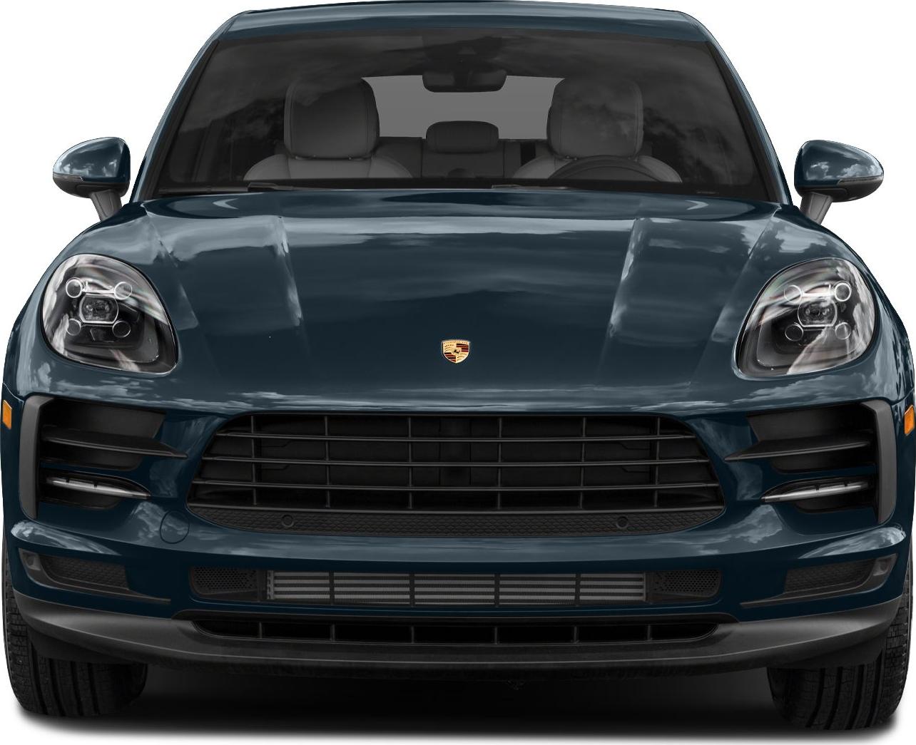 Front view showing LED headlights and large black grille