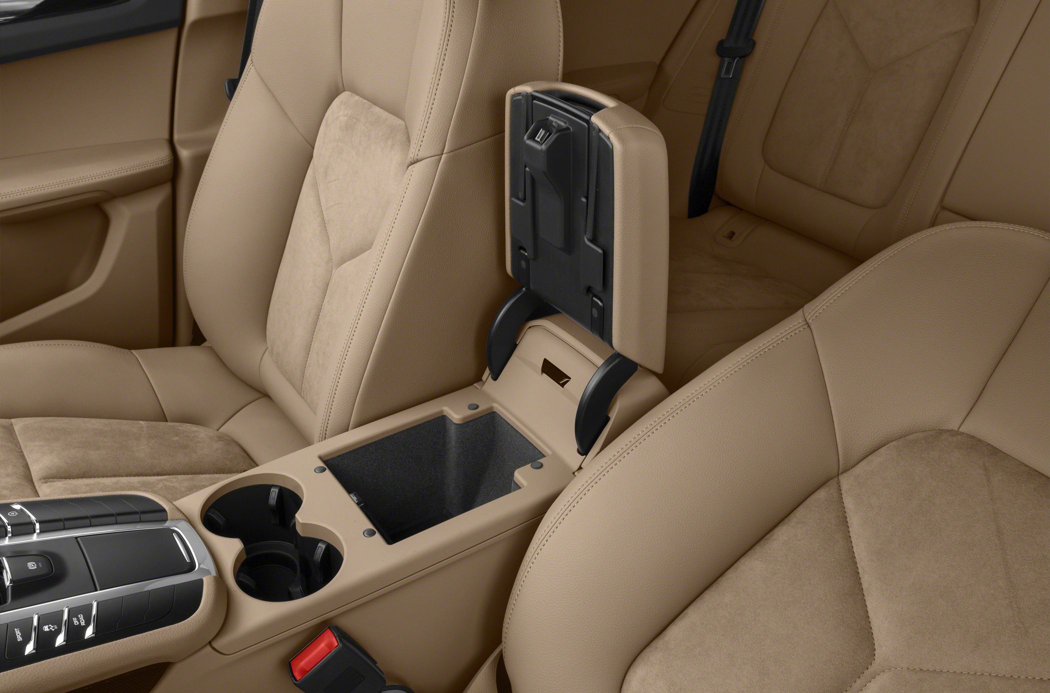Beige interior with center console storage and cup holders