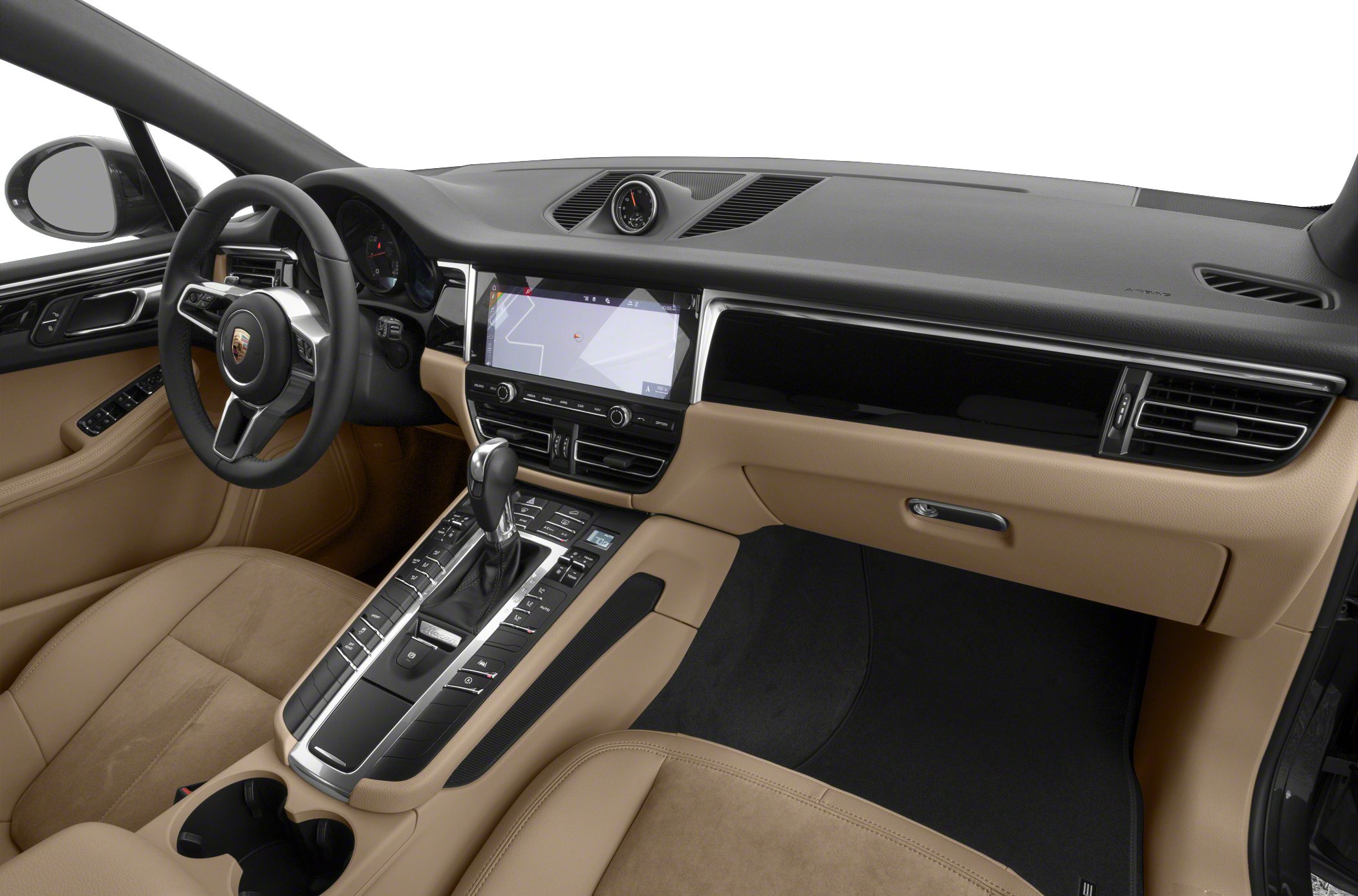 Luxury beige interior with digital dashboard and gear selector console
