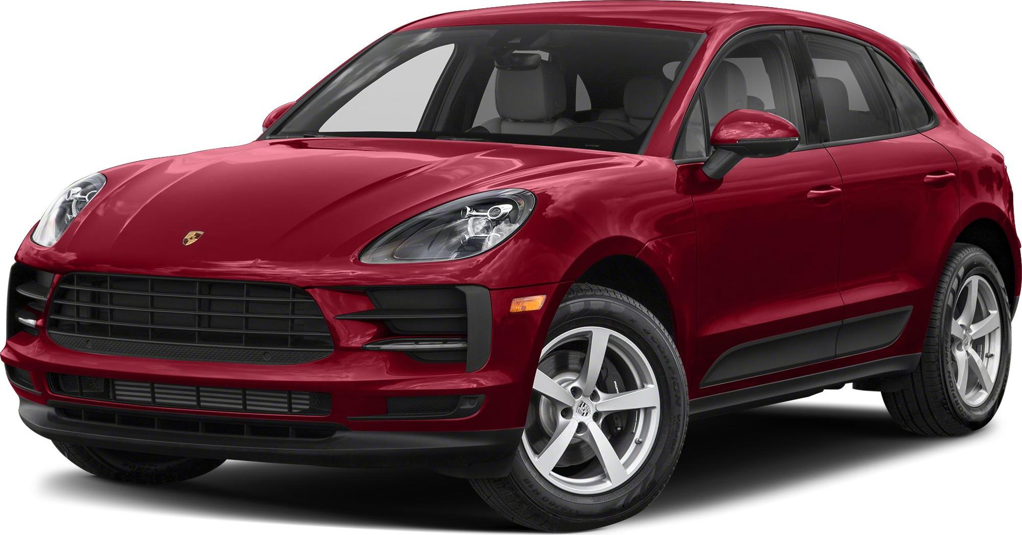 Front angled view of red compact luxury SUV with distinctive sporty design elements
