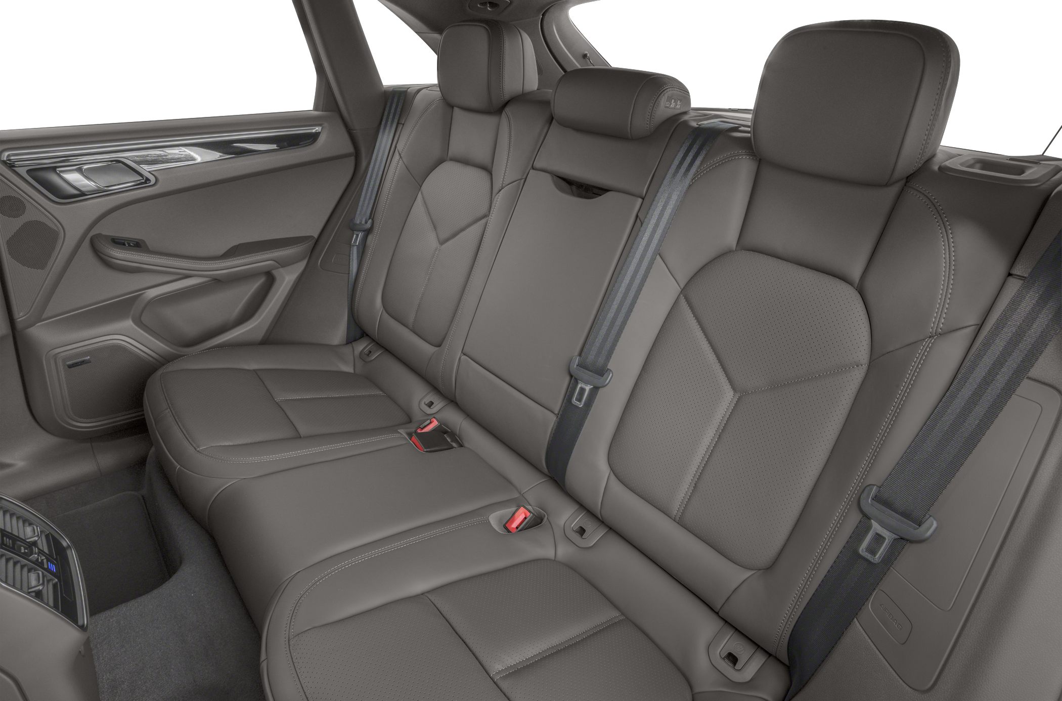Rear leather seats with seat belts and central armrest