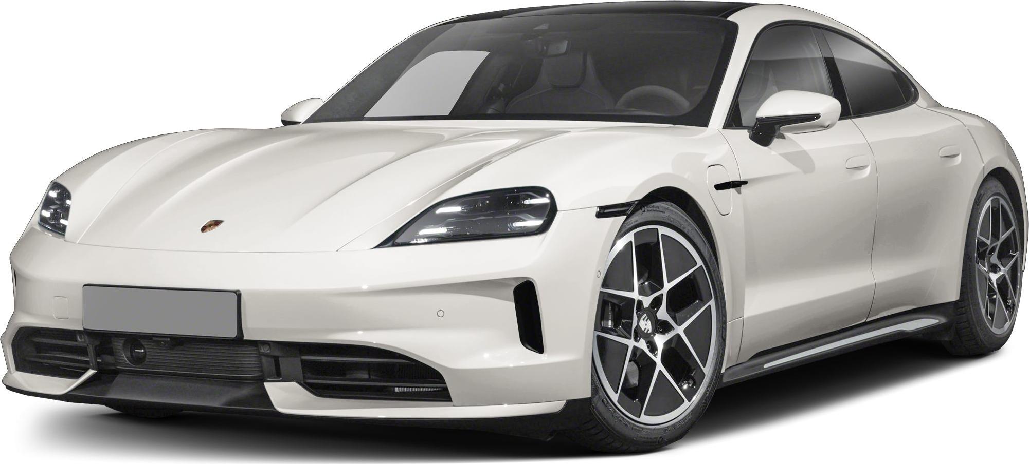 Sleek front and side view of a modern electric sedan with distinctive headlights and aerodynamic shape