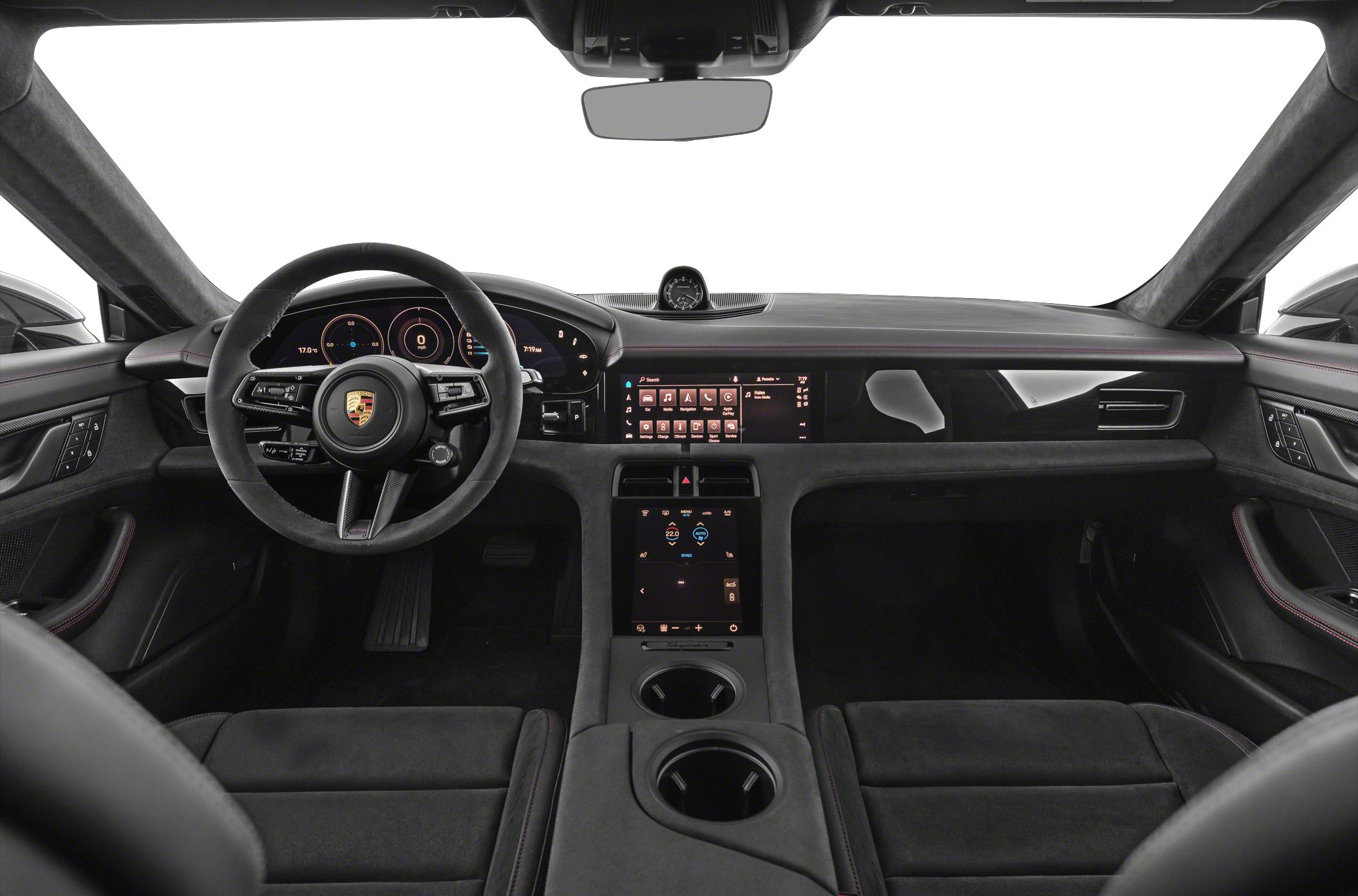 Digital cockpit with touchscreen controls and premium steering wheel