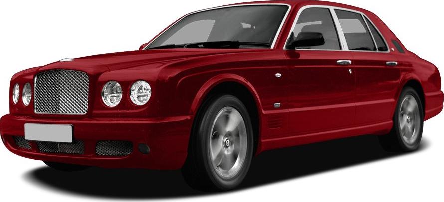 Red luxury sedan with classic Bentley grille and wheels