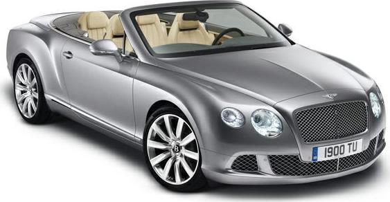 Silver convertible luxury vehicle with mesh grille and alloy wheels