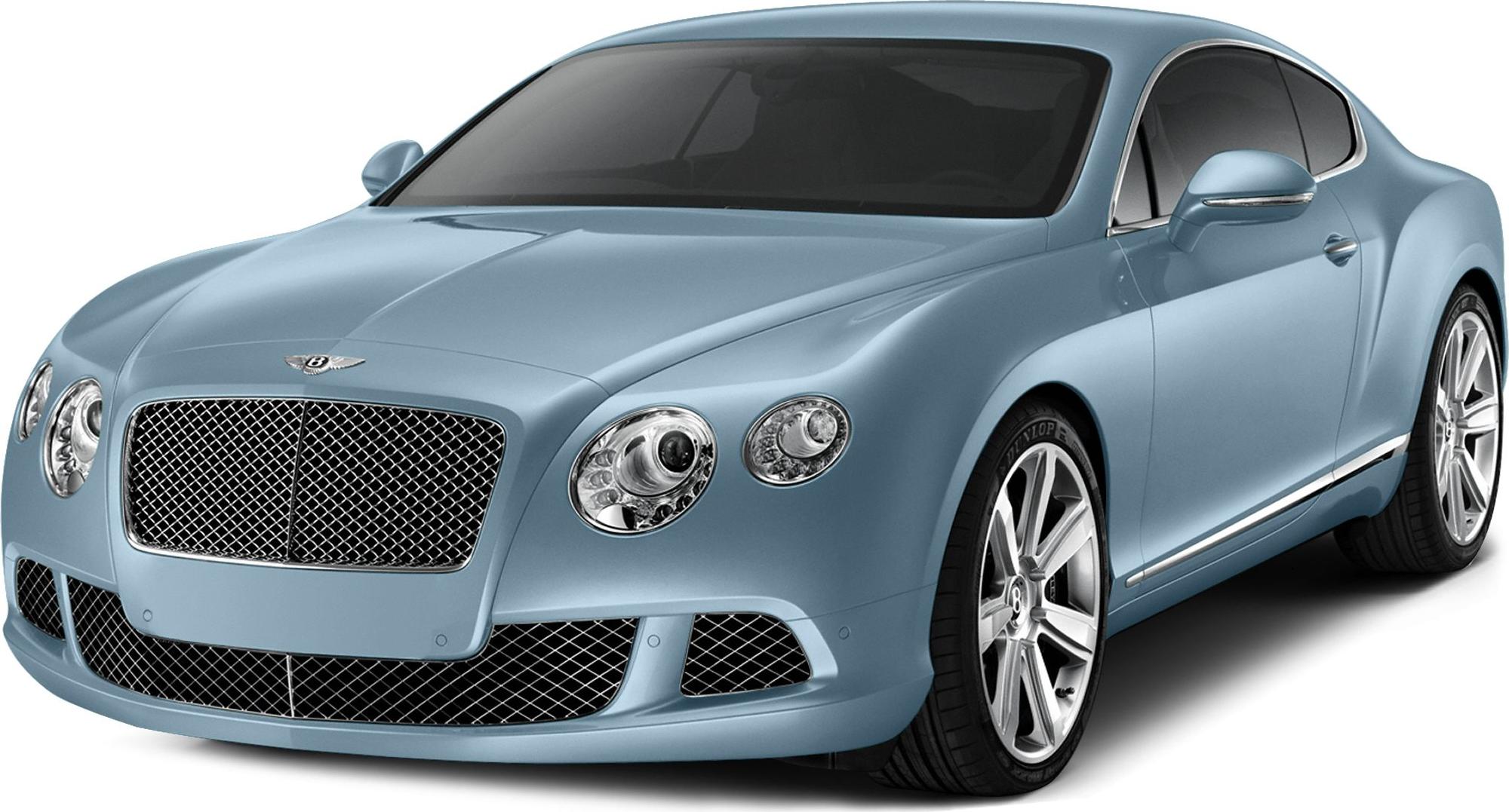Luxury coupe front view with mesh grille and dual round headlights
