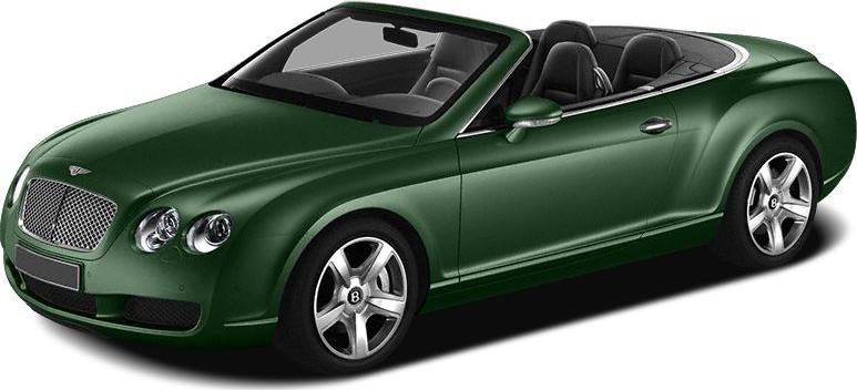Front side view of a luxury green convertible with alloy wheels.