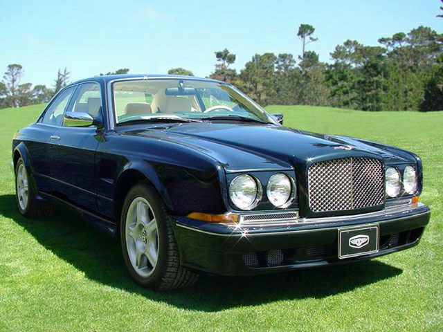 Front grille and quad round headlights on a luxury coupe.