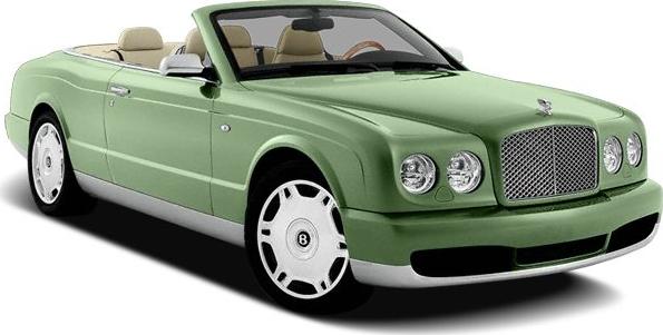Green luxury convertible with beige interior and classic front grille