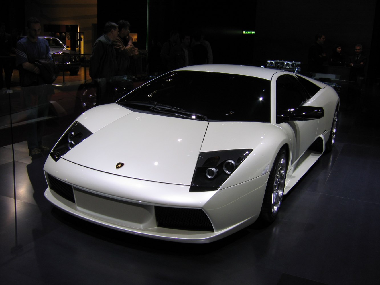 Front view with angular headlights and aerodynamic design