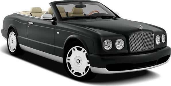 Convertible luxury car with beige leather interior and classic front grille