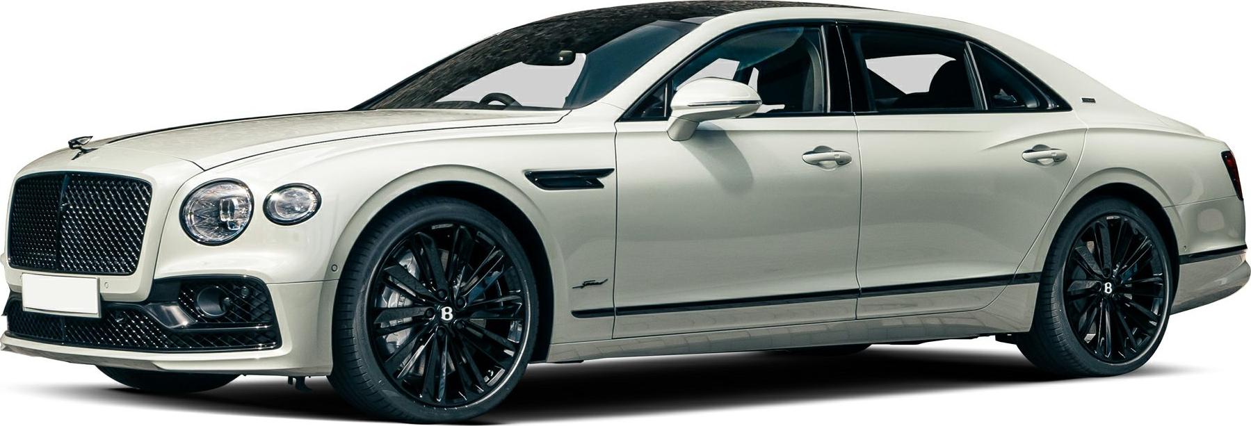 Luxury sedan front-side profile with round headlights and black alloy wheels
