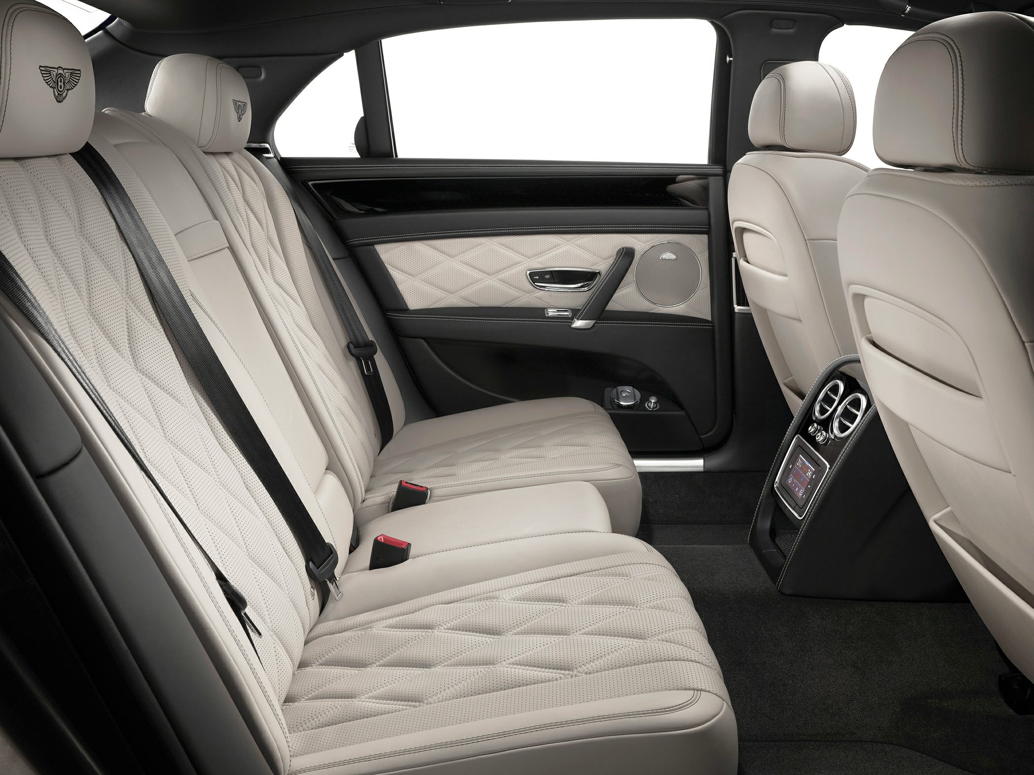 Quilted leather rear seats with climate control and luxury detailing