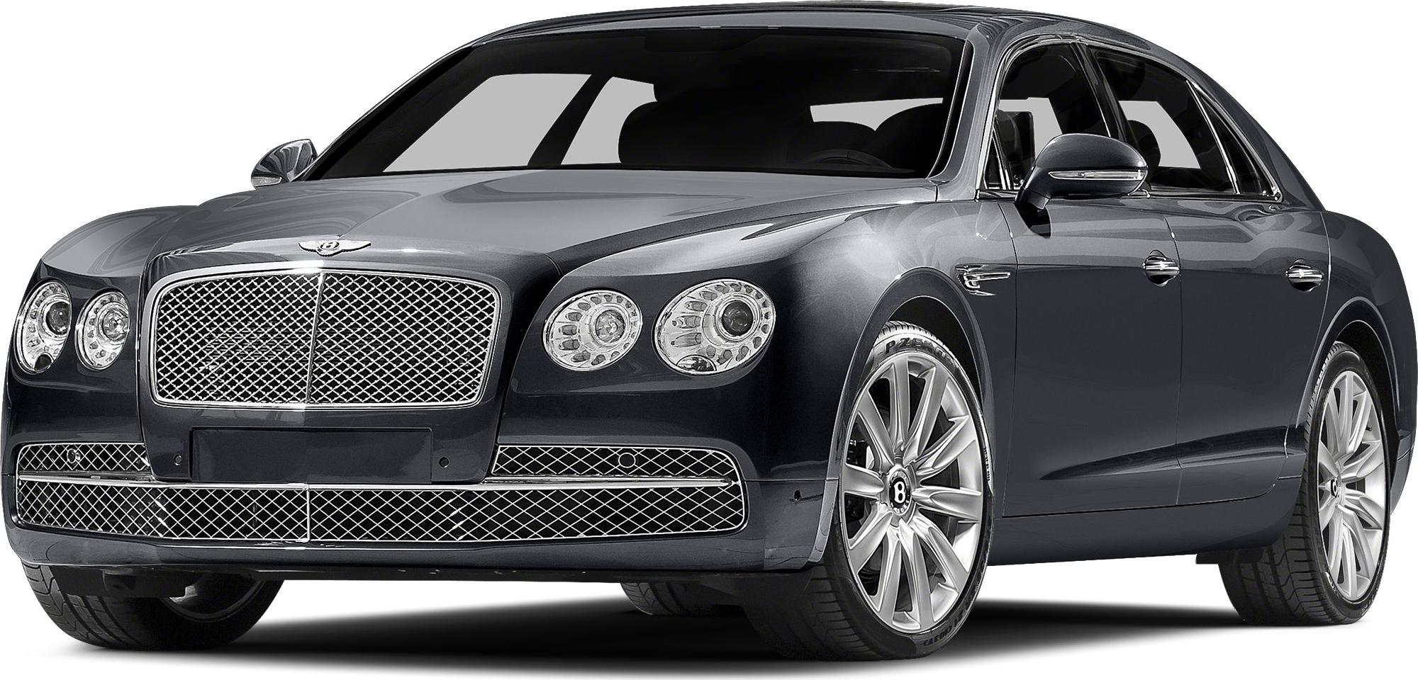 Front 3/4 view of luxury sedan with mesh grille and dual round headlights
