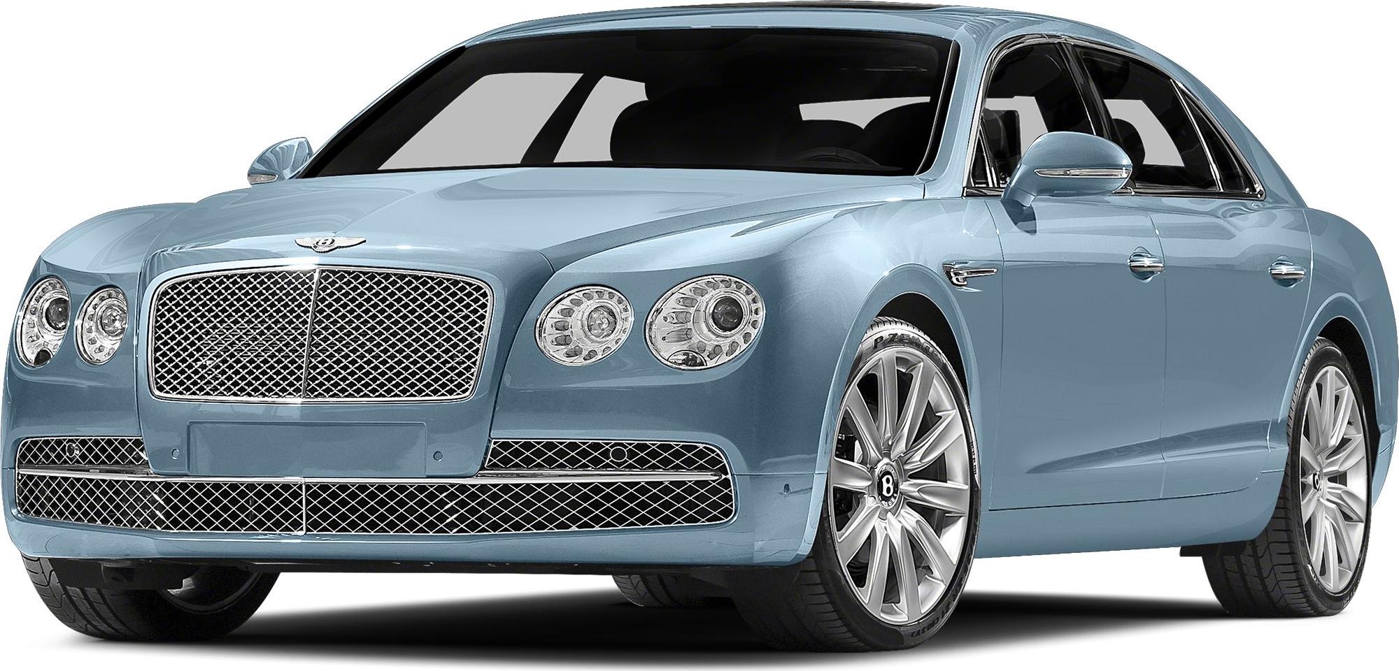 Blue luxury sedan with mesh grille and dual circular headlights.