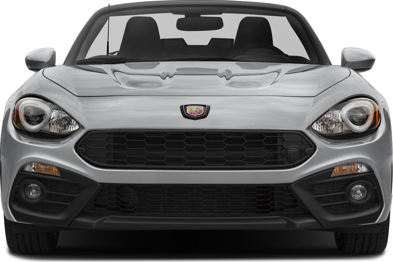 Front view featuring grille, headlights, and fog lights of a sporty convertible.