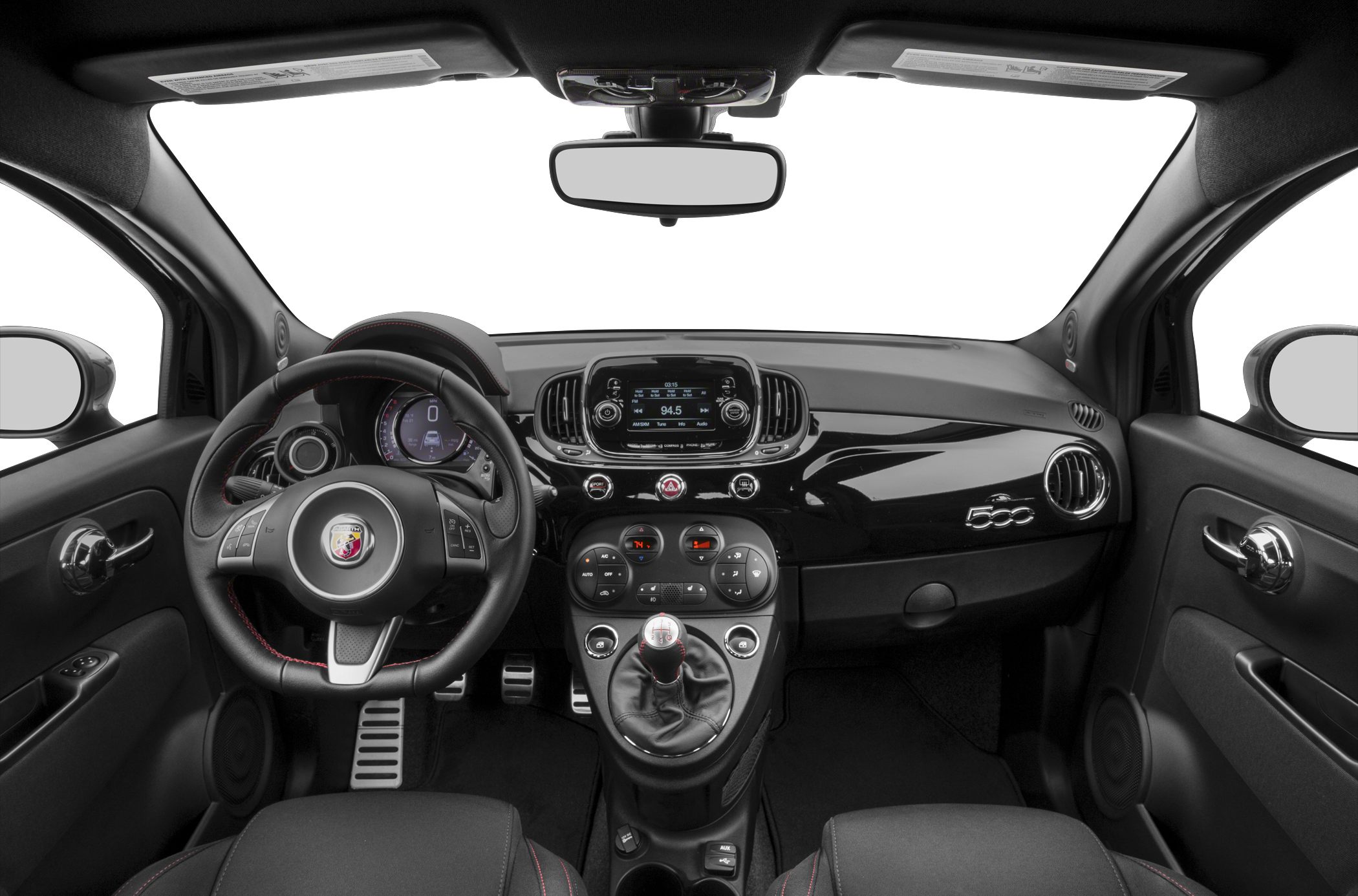 Interior dashboard and manual transmission steering wheel view