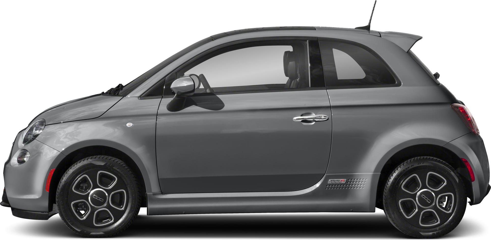Side profile view of compact electric hatchback with distinctive wheels