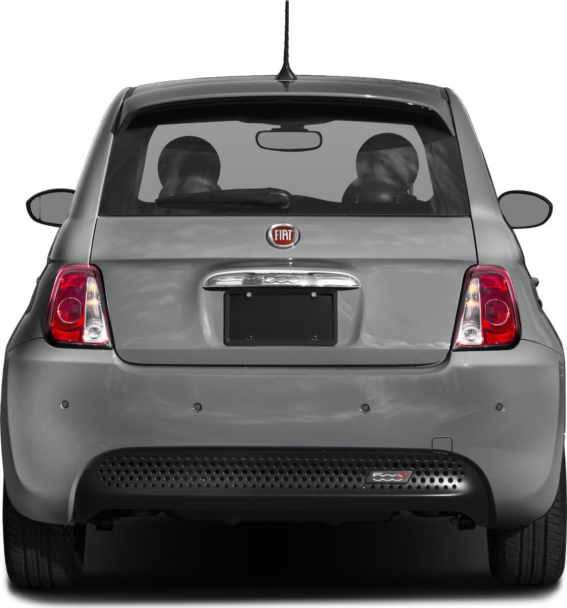 Compact electric hatchback rear with taillights and bumper details