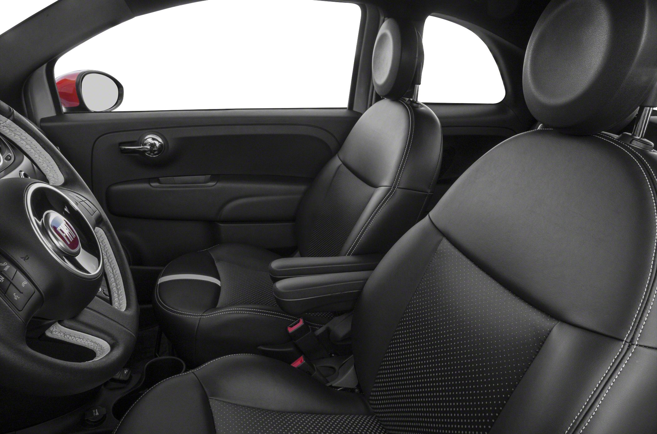 Leather seats and modern steering wheel interior
