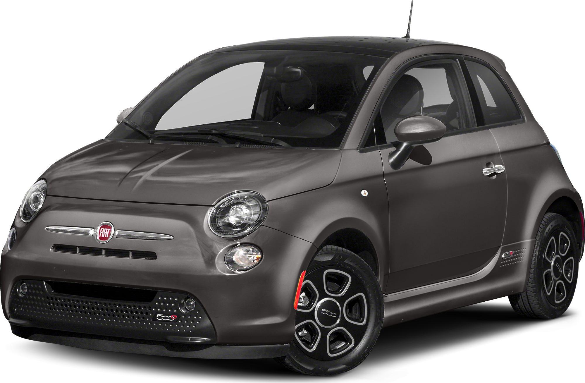 Front and side view of a compact electric hatchback with round headlights and aerodynamic design