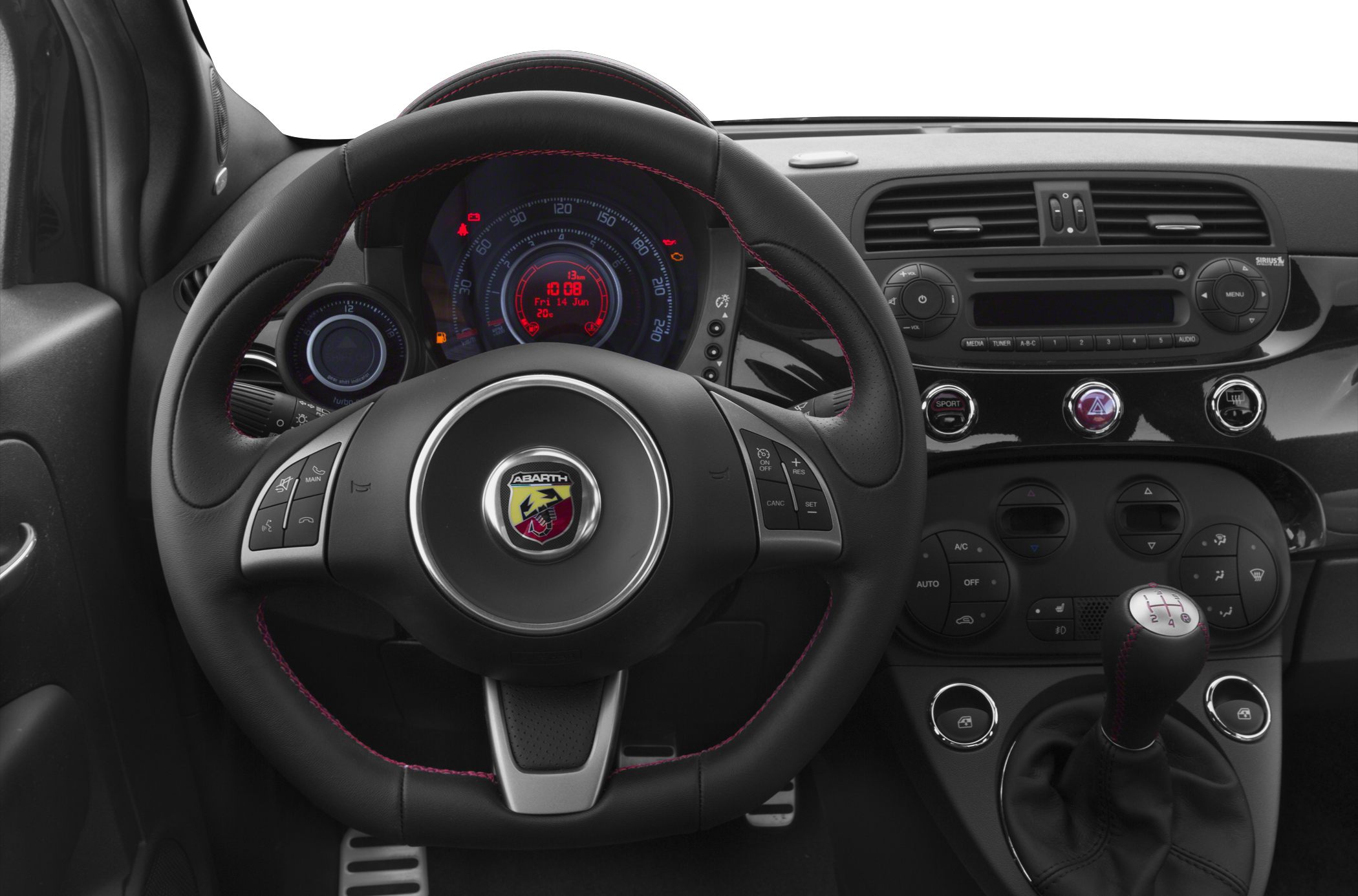 Sporty steering wheel, digital instrument cluster, manual gear shift