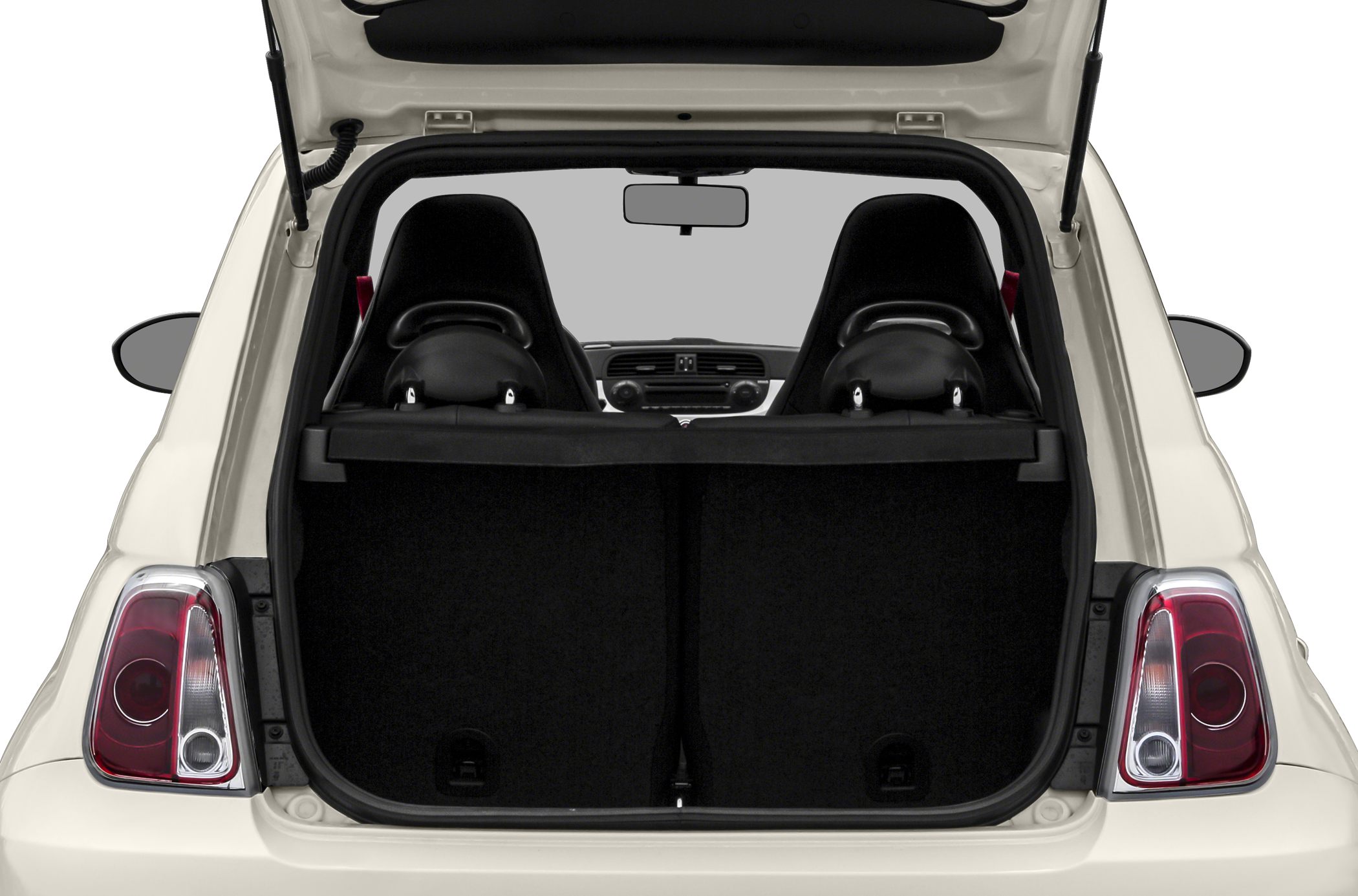 Open trunk and rear interior seats of compact hatchback
