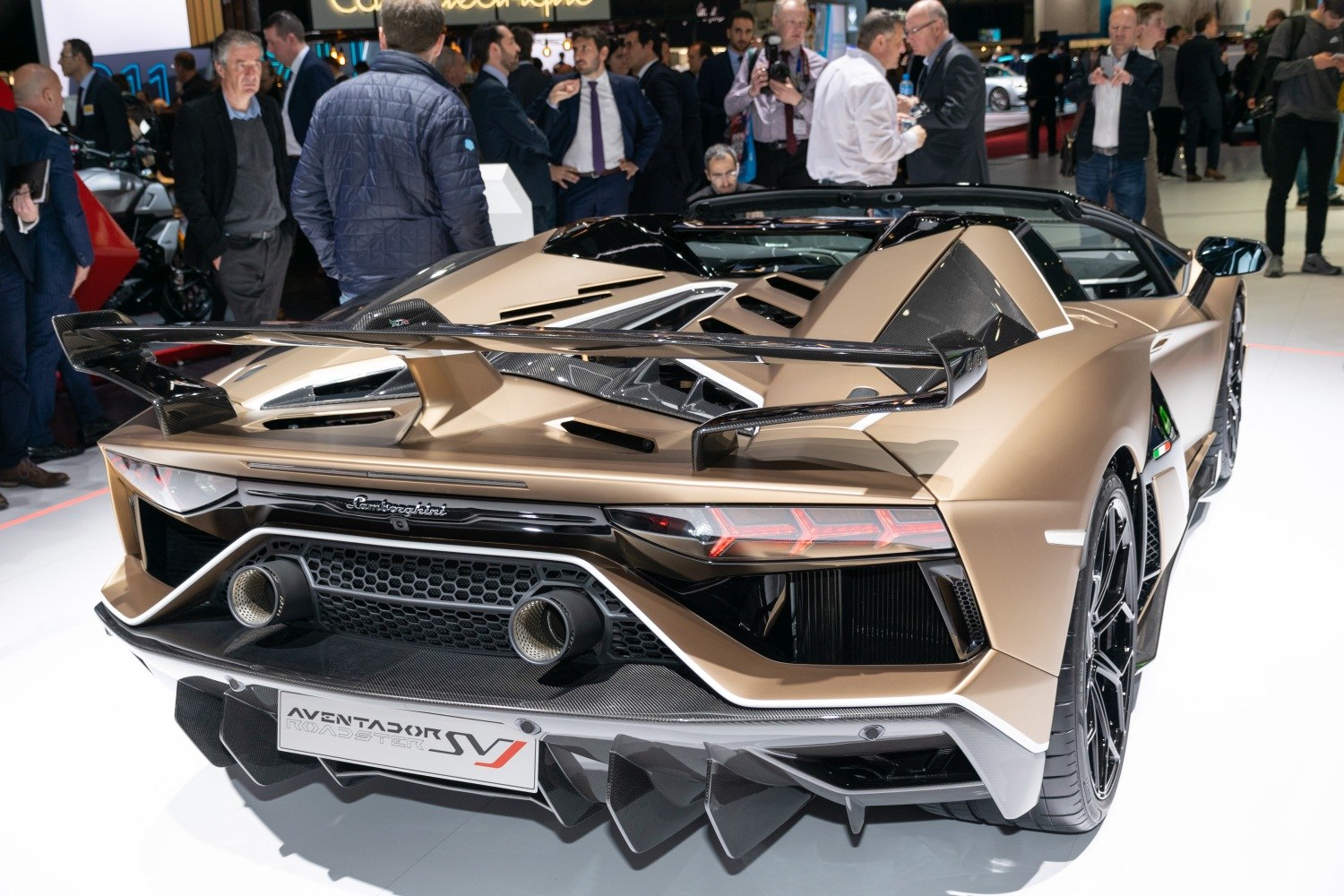 Lamborghini with carbon fiber rear wing and aggressive diffuser