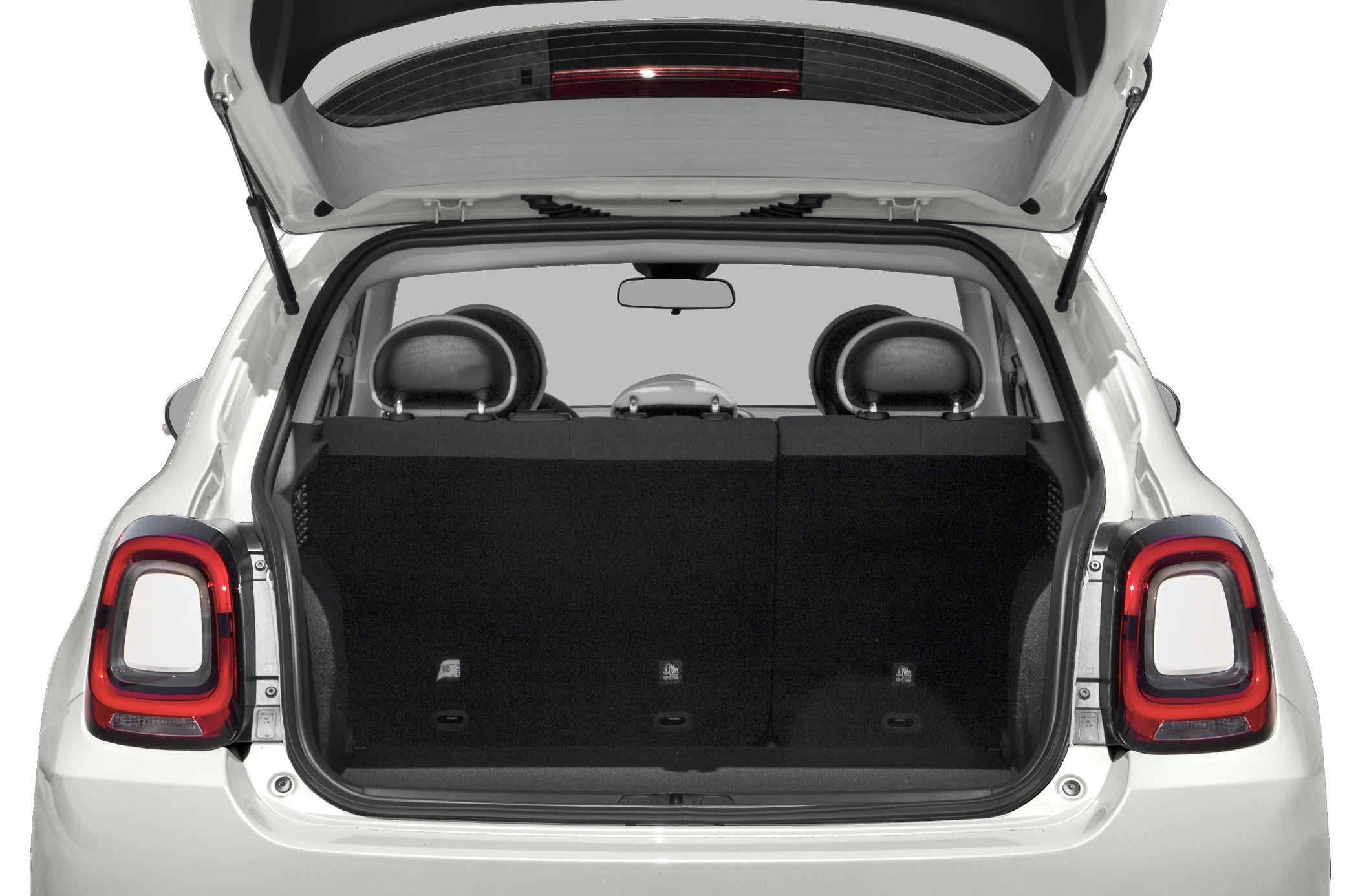 Open rear hatch showcasing spacious trunk and rear headrests