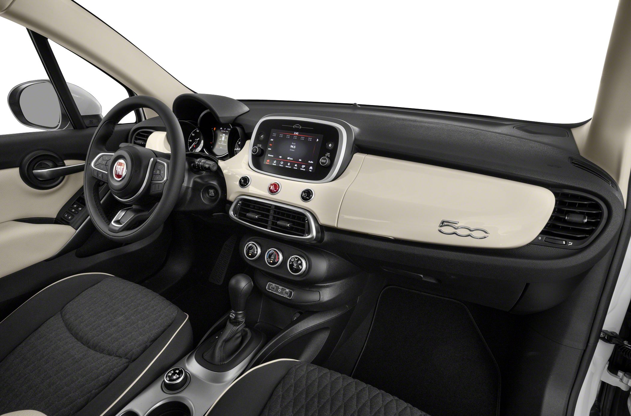 Dashboard with infotainment screen and center console layout