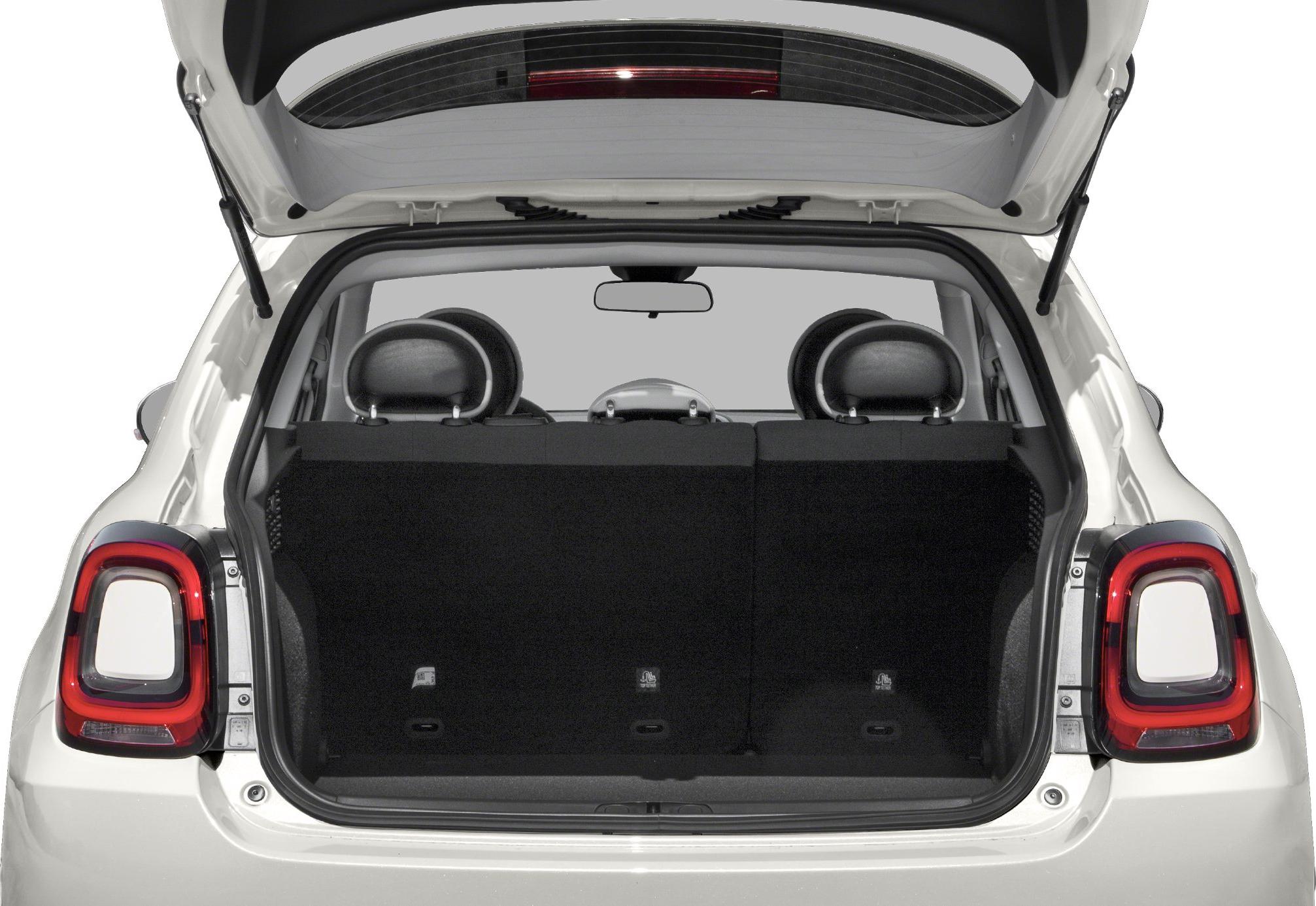 Open rear trunk cargo space with distinctive taillights and rear headrests