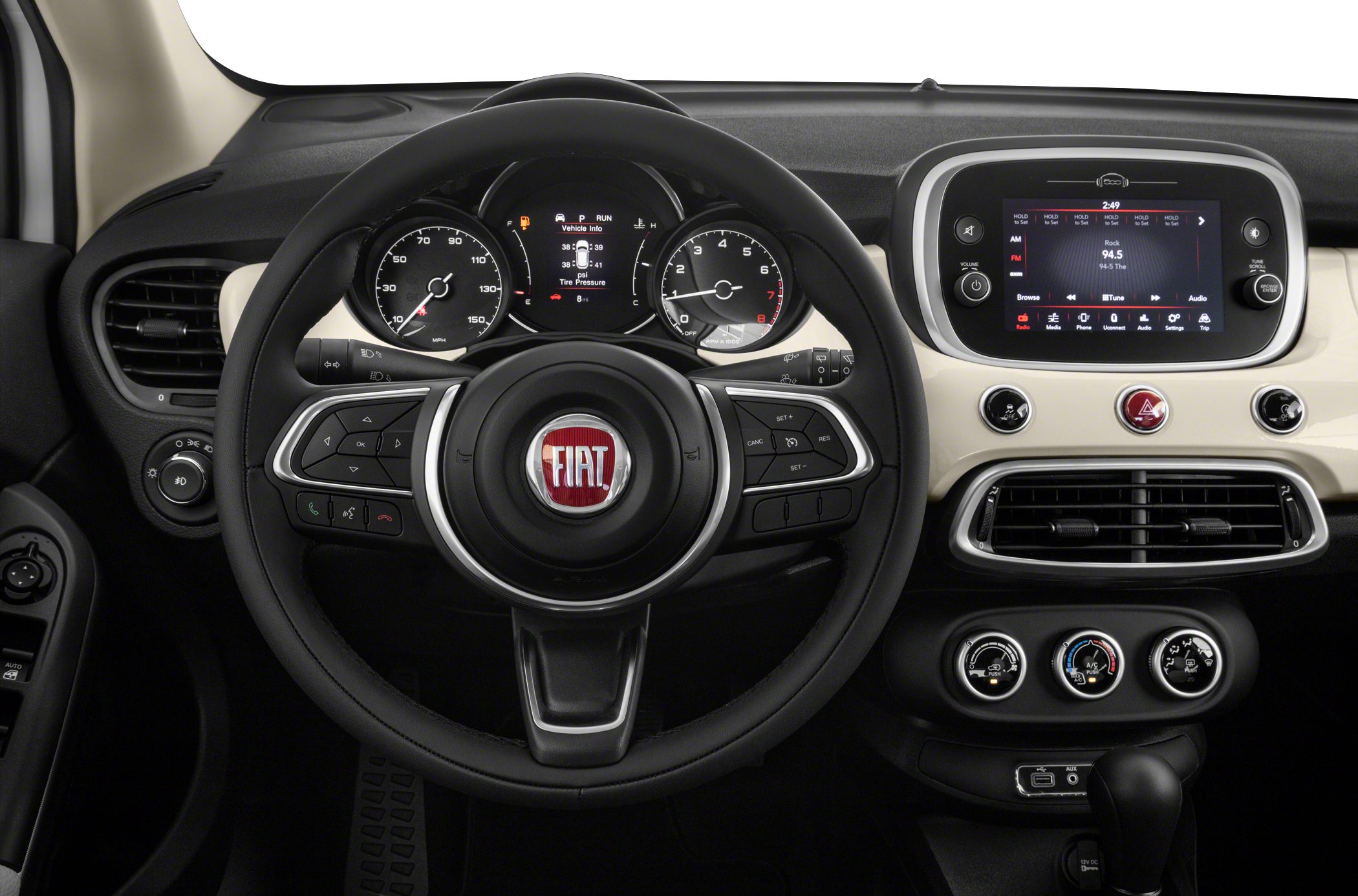 Modern dashboard with digital display and multifunction steering wheel