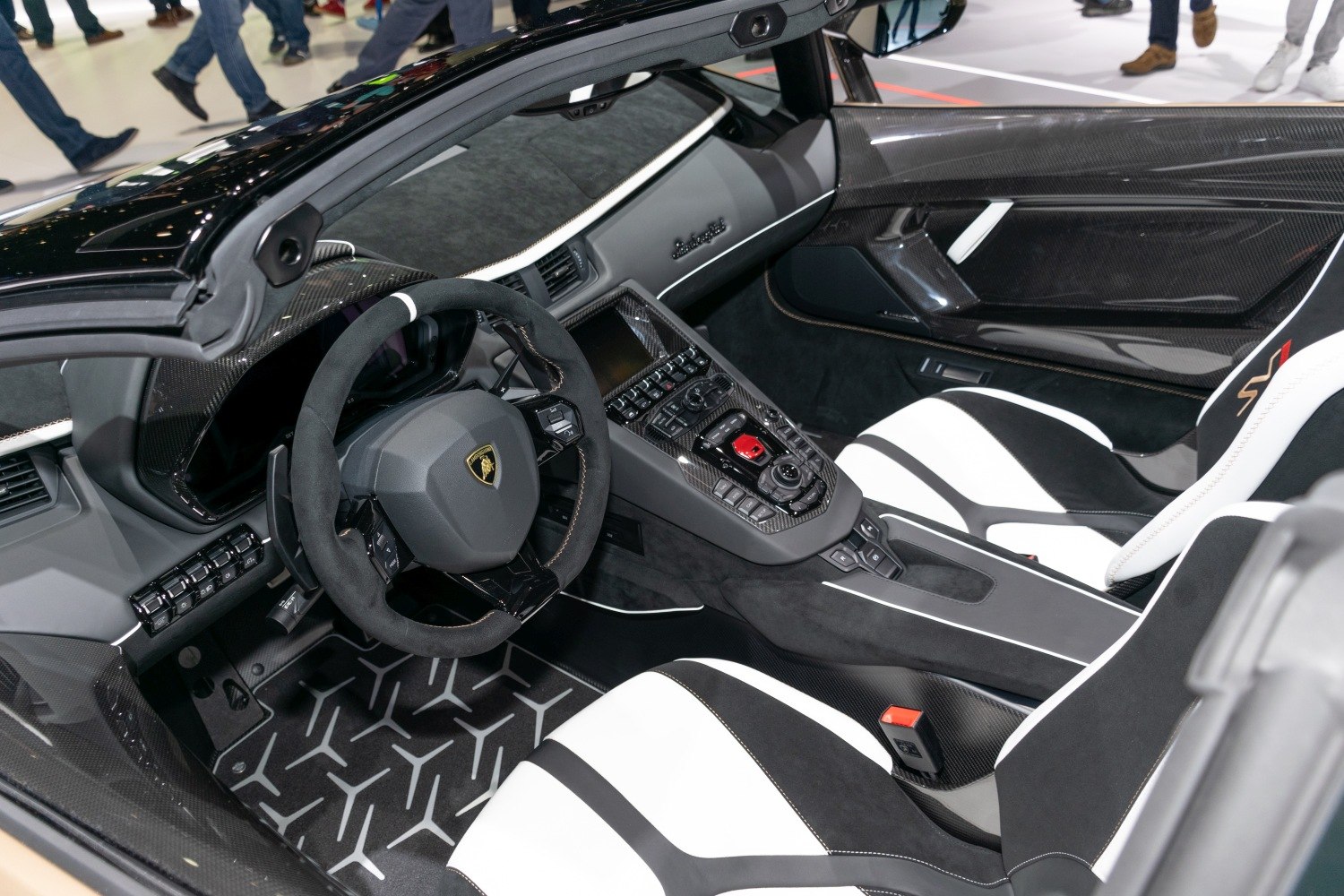 Luxury interior with carbon fiber trim and advanced controls