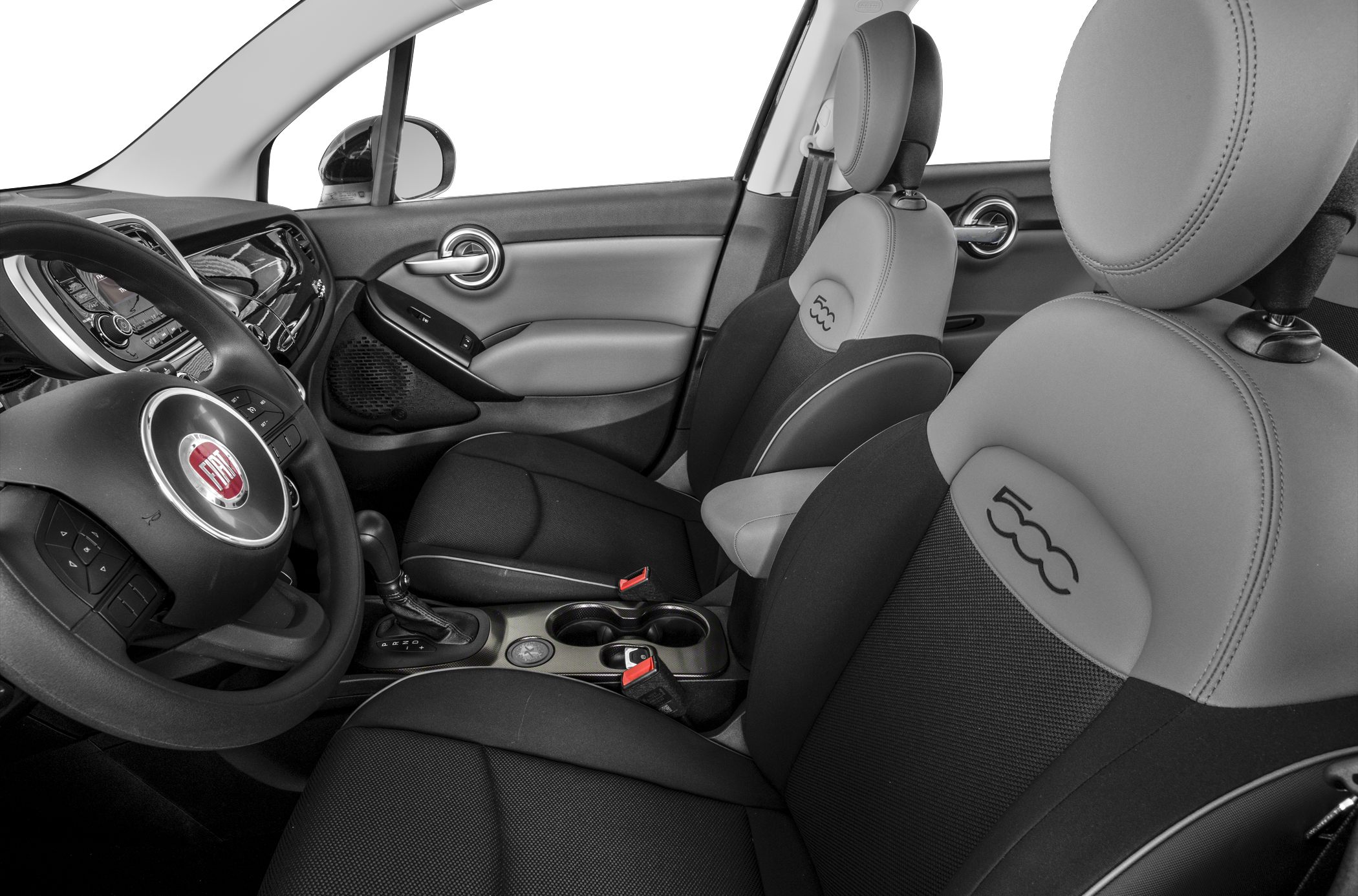 Front seats with branded logos and modern dashboard interior
