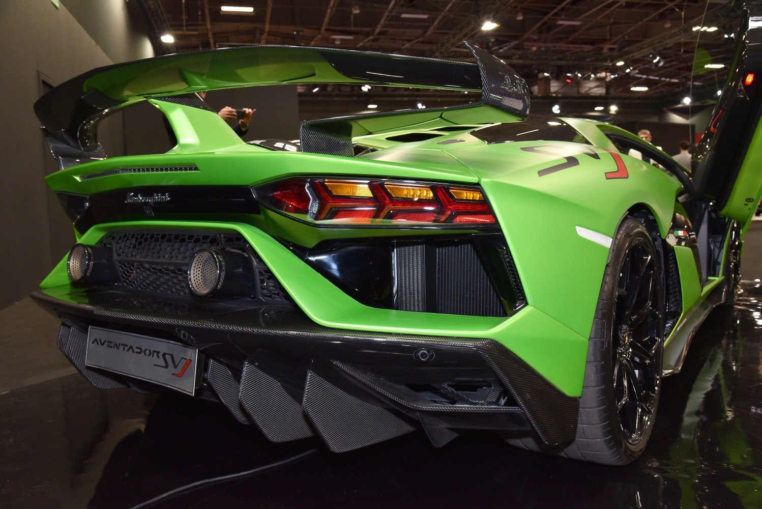 Lamborghini Aventador SVJ rear with wing and diffuser