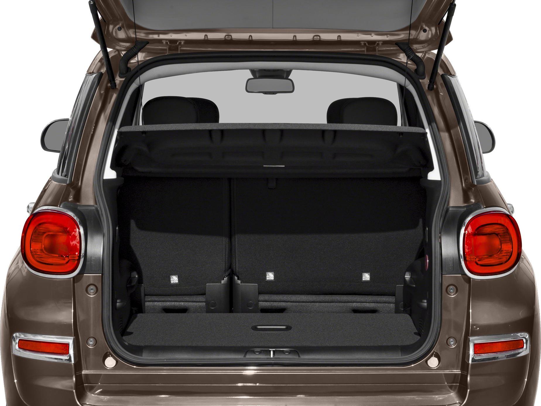 Open trunk with spacious cargo area and rear seats of a hatchback